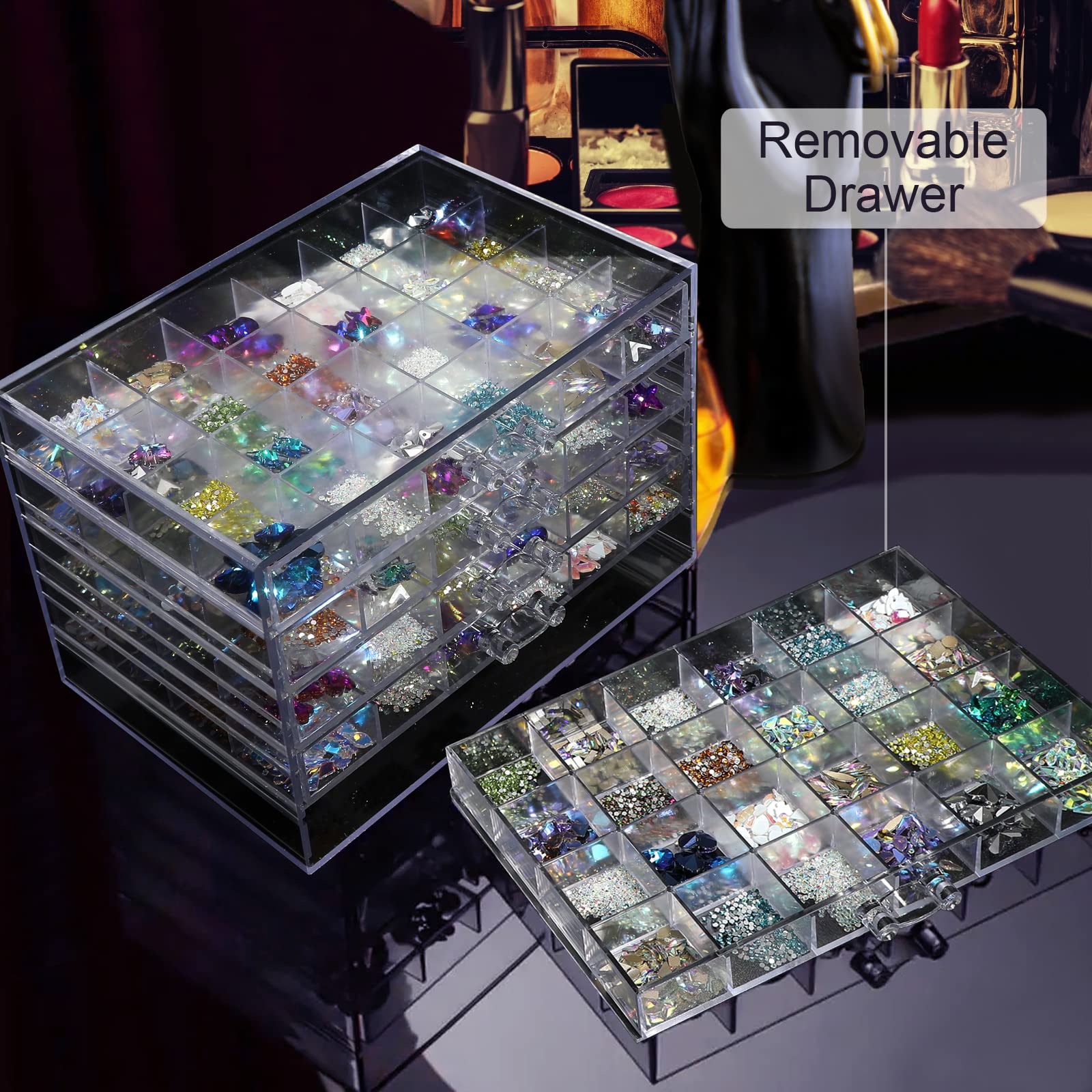 5 Tier 120Lattice Nail Organizers And Storage Clear Acrylic Nail Jewellery Accessories Storage Case Holder Shelves Display Mesa