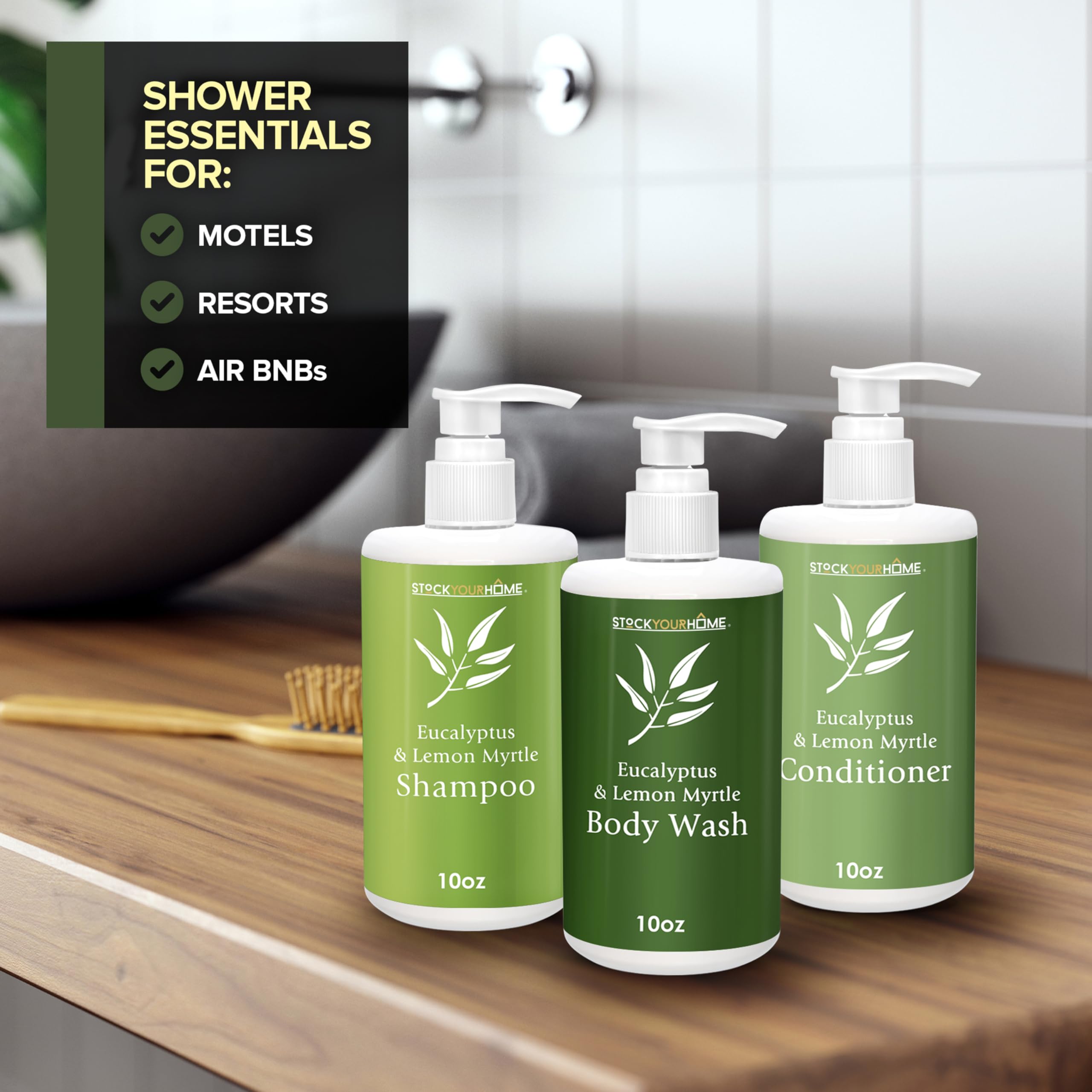 Shower Essentials Set For Men And Women, Includes 10 Oz Body Wash, Shampoo, And Conditioner, Hydrating & Nourishing Shampoo Cond