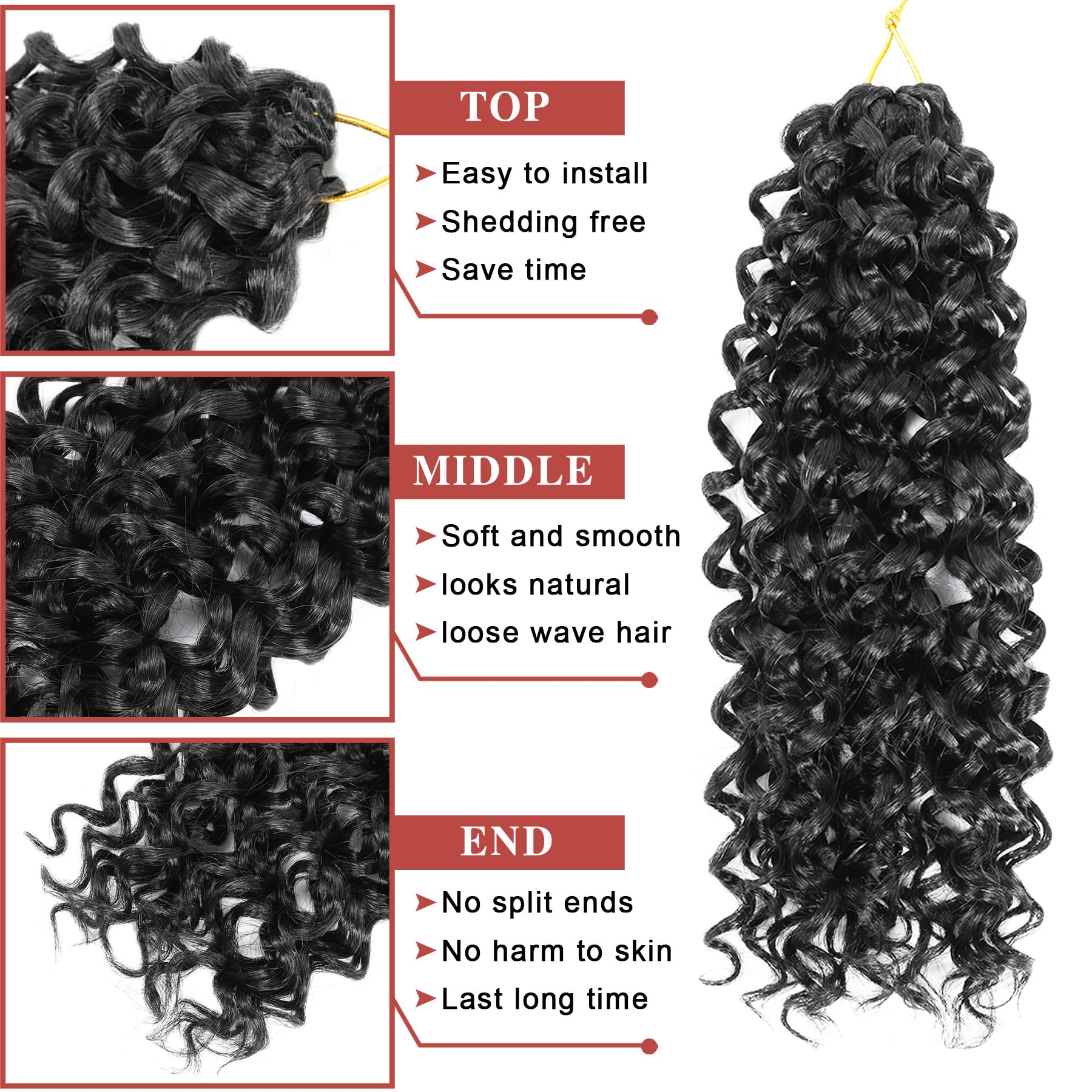Gogo Curl Crochet Hair 12 Inch 8 Packs Dark Brown Short Curly Crochet Hair - Beach Curl Crochet Hair - Deep Wave Crochet Hair -