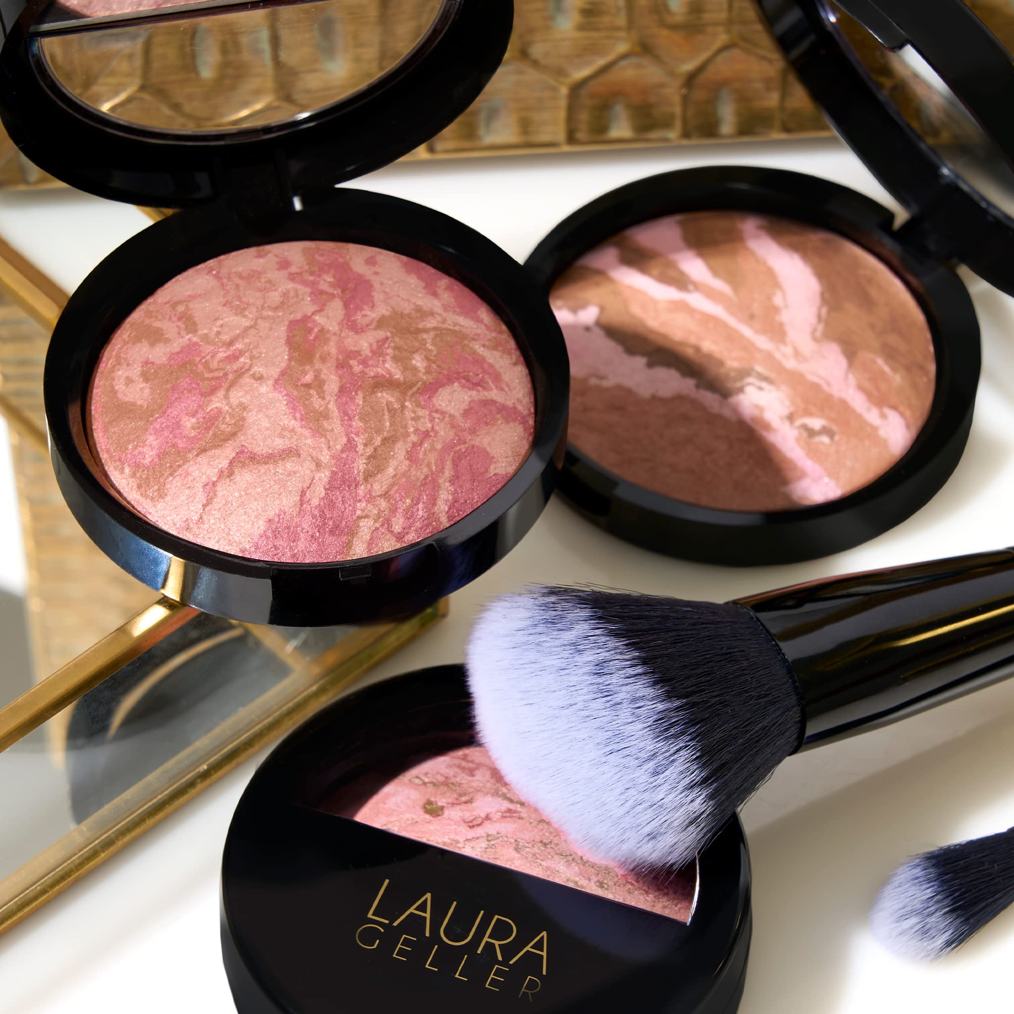 LAURA gELLER NEW YORK Baked Blush-n-Bronze Marbleized 2-in-1 Sculpting Bronzer Blush - ginger Bronze - contour Face with a Radia