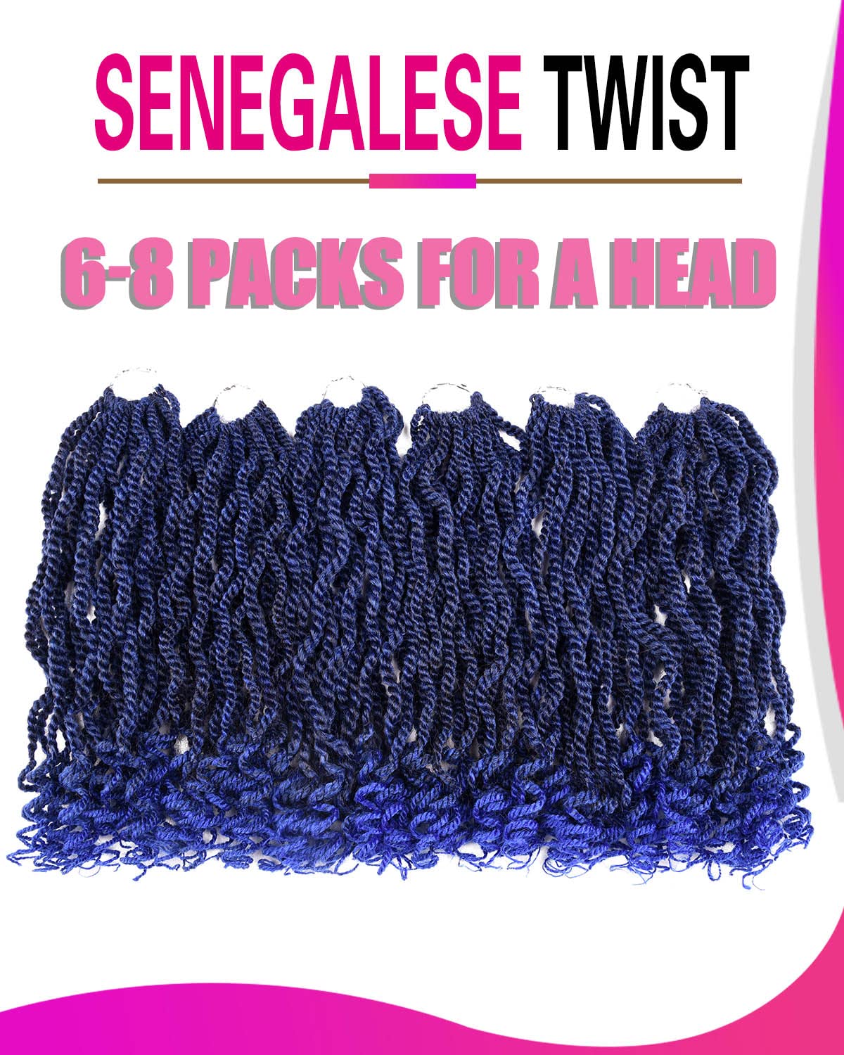 Crochet Hair Senegalese Twist 12 Inch 6 Packs Ombre Braids Crochet Hair Pre-Twisted Kids Crochet Hair Pre-Lopped Small Crochet H