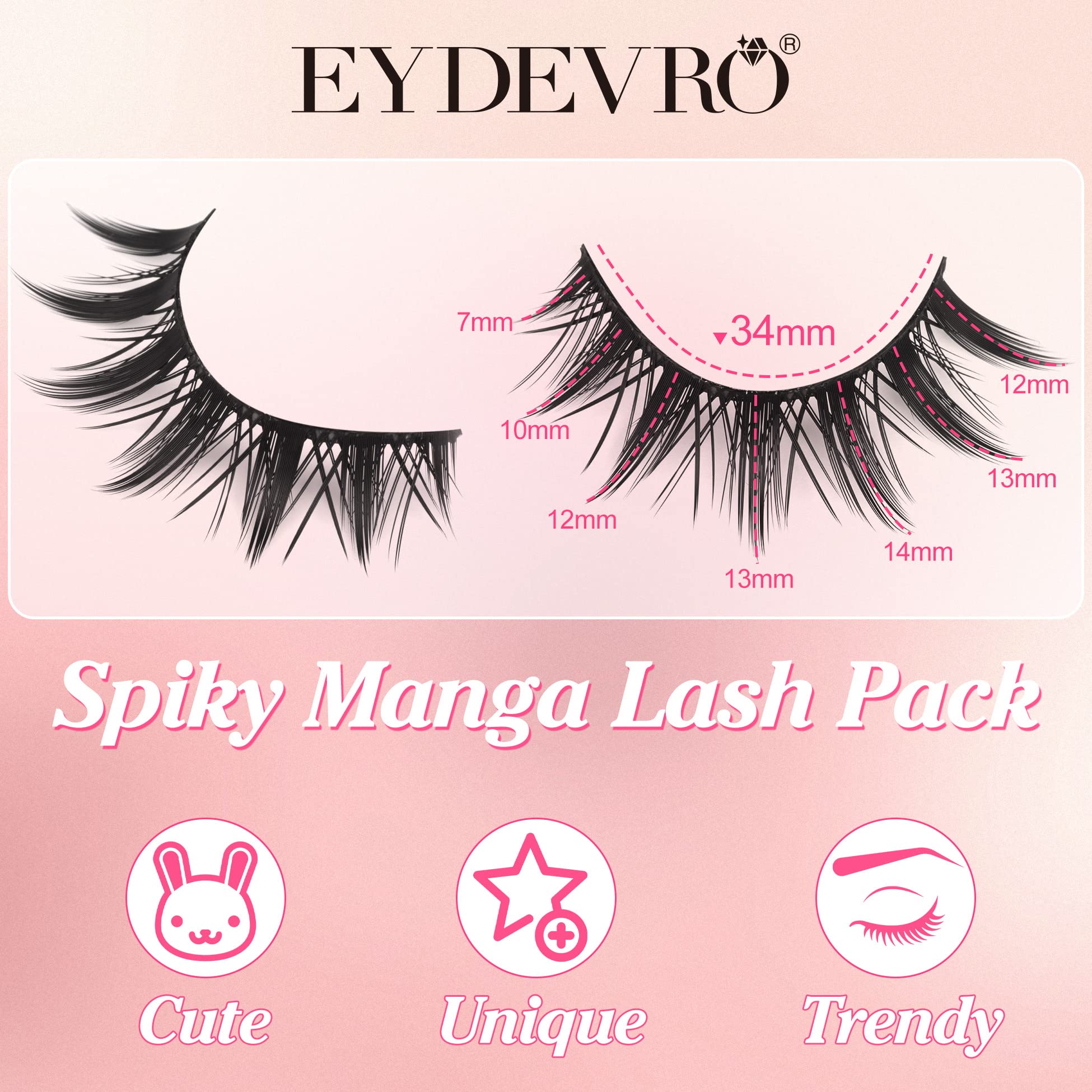 Manga Lashes False Eyelashes Doll Dramatic Eyelashes Anime Cosplay Japanese Style Lashes Spiky Long Thick Mink Eye Lash Strips b