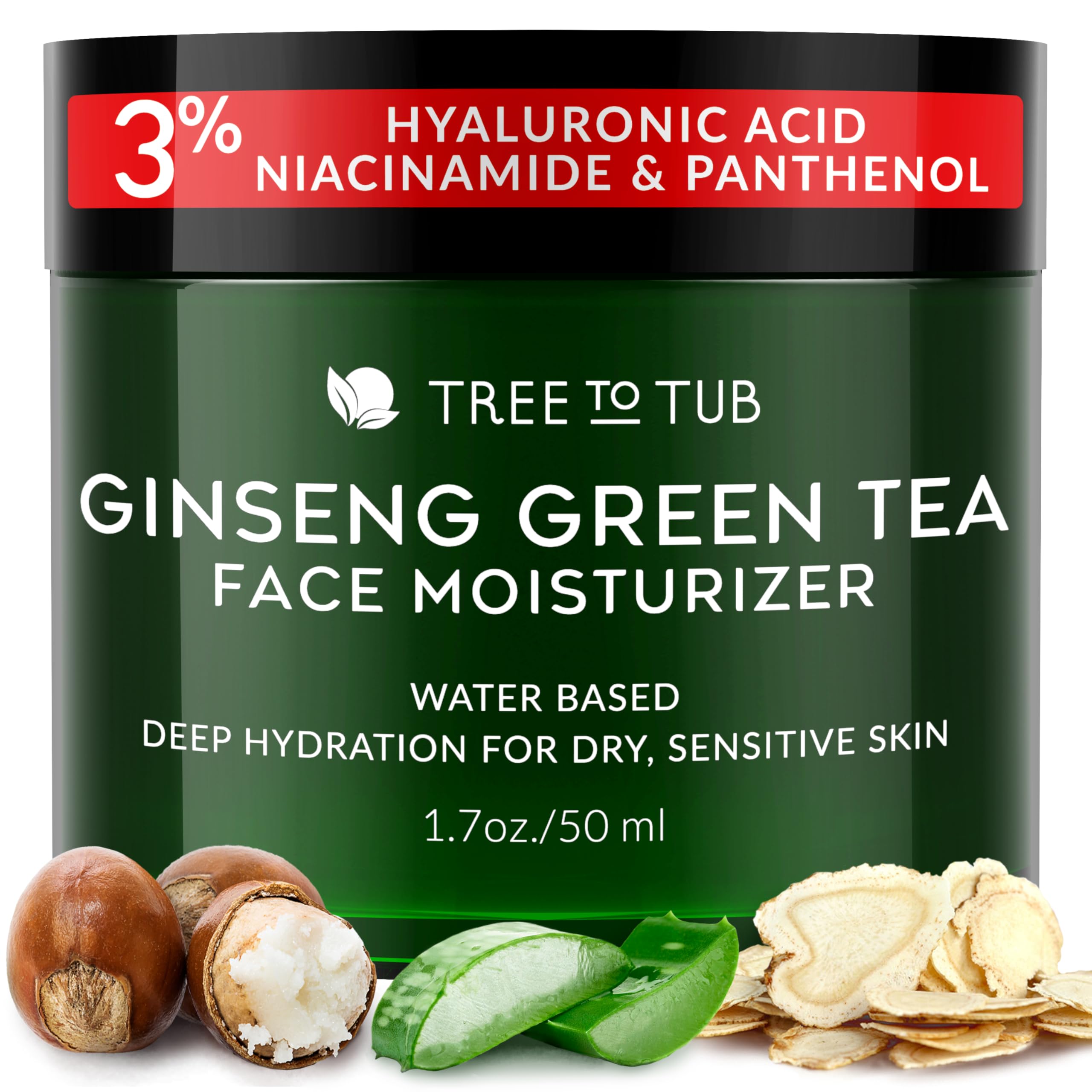 Tree To Tub Hydrating Face Moisturizer For Dry & Sensitive Skin - Water Based Hyaluronic Acid Facial Moisturizer, Moisturizing F