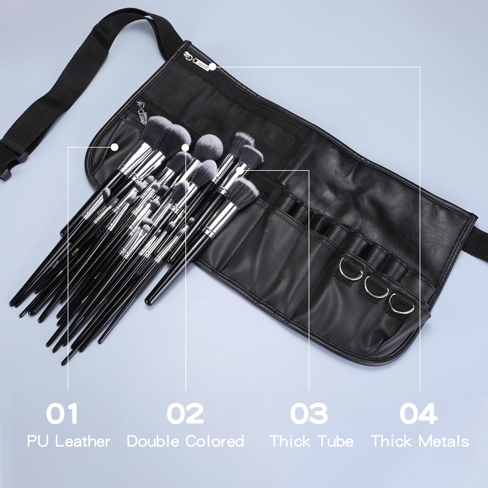 Make up Brushes set 29pcs MSQ Professional Cosmetics Brushes with Adjustable Belt Makeup Bag Foundation Powder Brush Eye Shadows