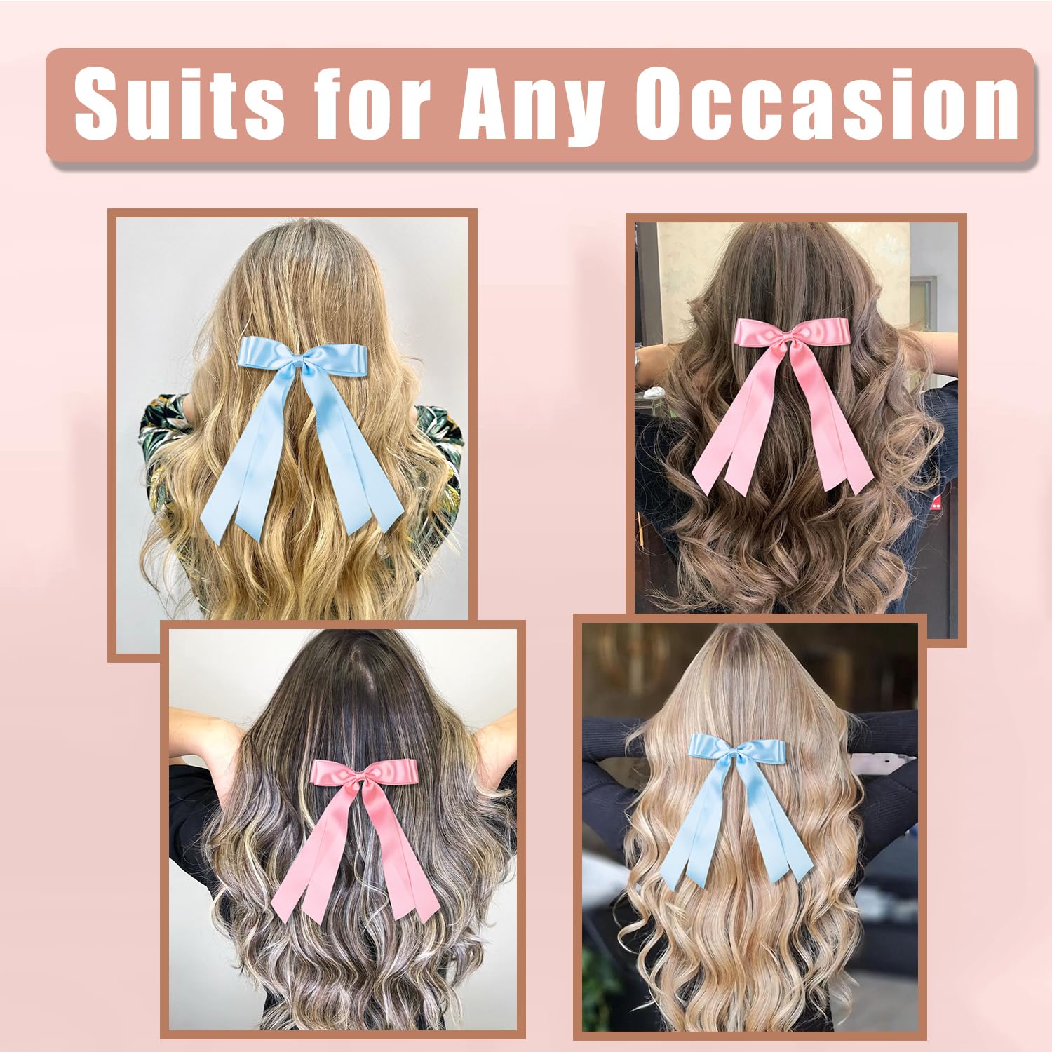 Large Double Hair Bows 2 Pcs Satin Ribbon Bow For Women,Hair Bows For Women,Hair Ribbons,Oversized Long-Tail Cute Aesthetic Hair