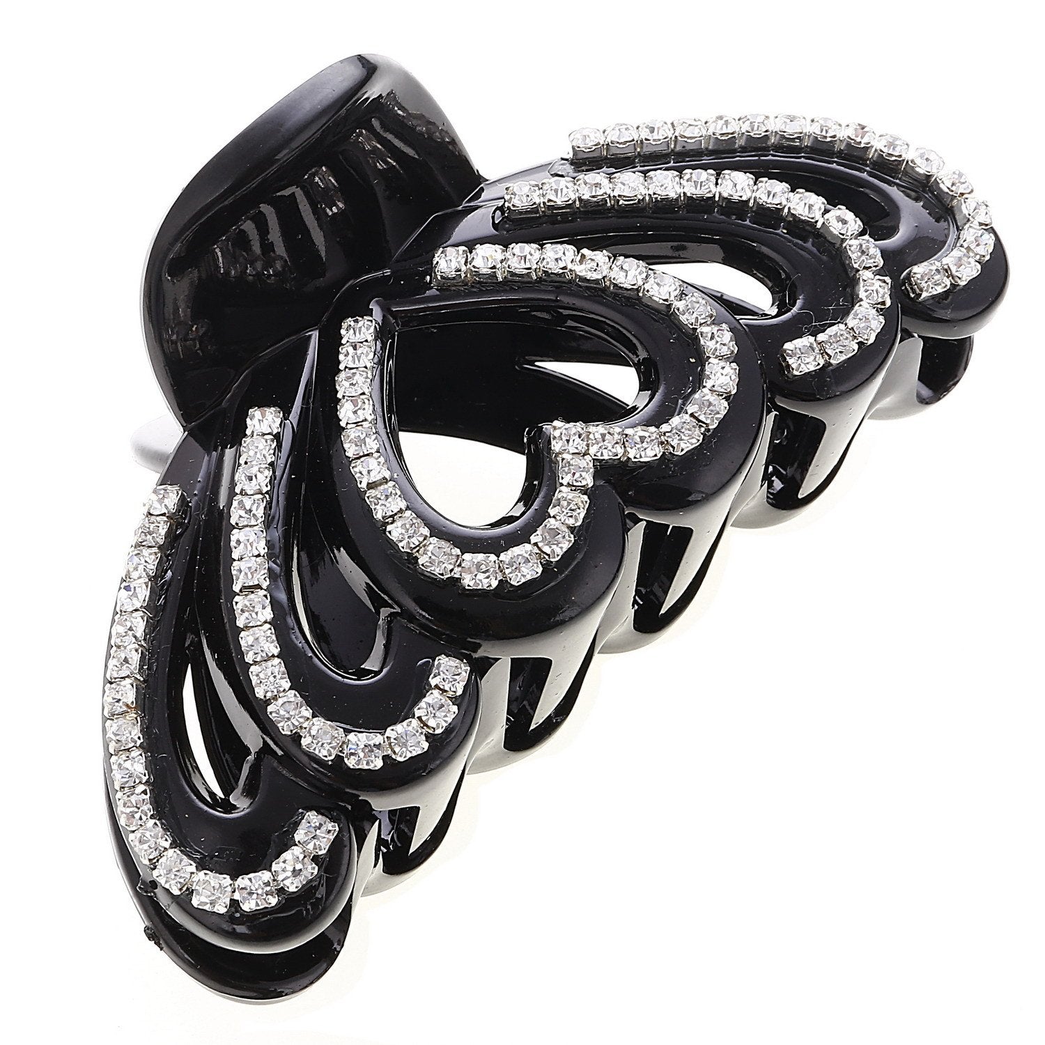 Numblartd Women Lady Black Acrylic Rhinestones Large Fancy Bathe Hair Claw Clip For Thick Hair - Elegant Exquisite Plate Hair Ja