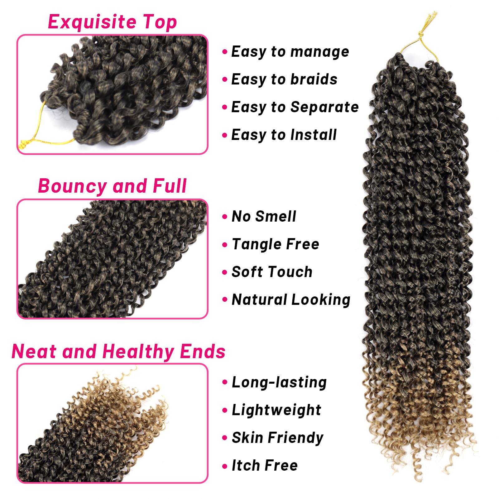 Dorsanee Passion Twist Hair 18 Inch 7 Packs Water Wave Crochet Hair Long Bohemian Curly Braiding Hair For Boho Braids, Faux Locs