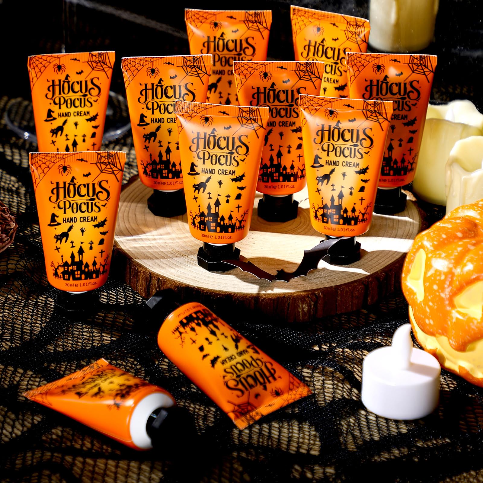 Heigble 48 Sets Halloween Hand Cream Gifts Bulk Halloween Party Supplies Favors Hand Cream Travel Lotions Size Bulk with Ghost S