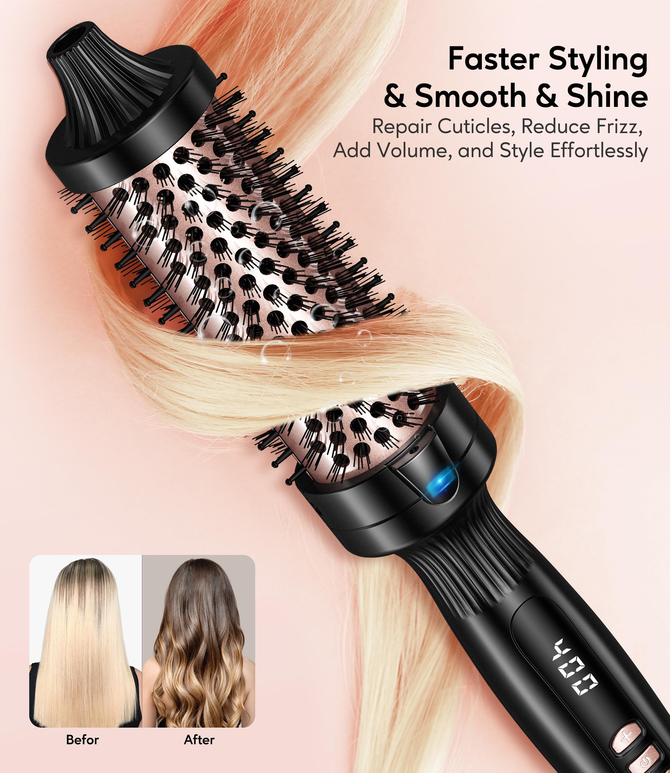 Terviiix 1.5 Inch Thermal Brush Create Blowout Look, Get Loose & Volume Layer Hair, Ceramic Tourmaline Ionic Hot Brush Heated Cu