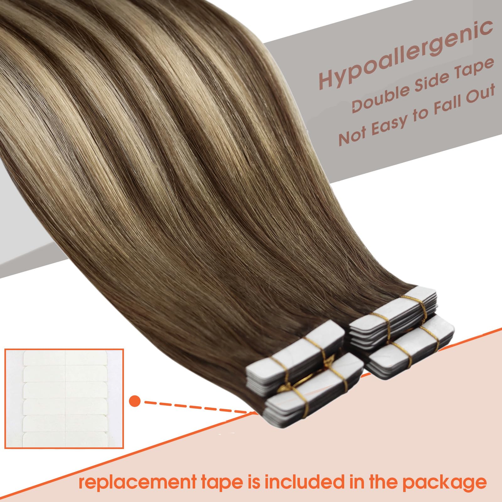 Sunny Hair Tape In Extensions Balayage Blonde Tape In Extensions Human Hair 18Inch Hair Extensions Real Human Hair Tape In Balay