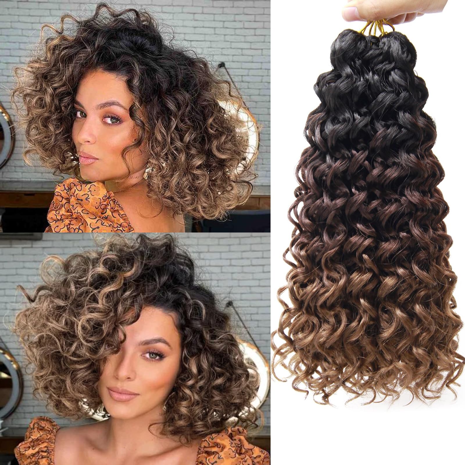 Qrhsuka Gogo Curl Crochet Hair Short Curly Crochet Hair For Women Beach Curl Water Wave Deep Twist Crochet Braids Synthetic Brai