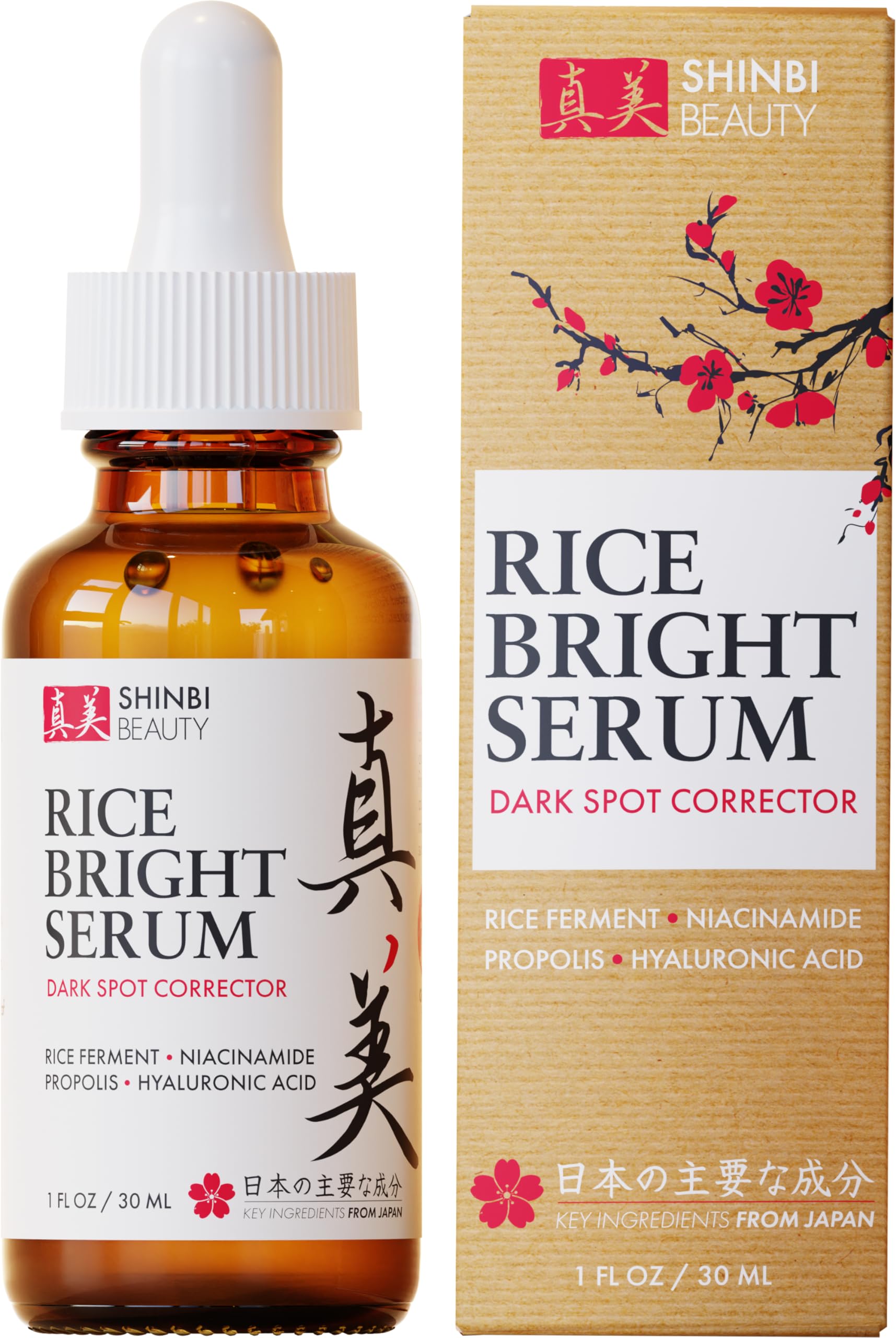 Shinbi Beauty Japanese Skincare Products - Niacinamide Melasma Brightening Serum for Dark Spots, Hyperpigmentation & Uneven Skin