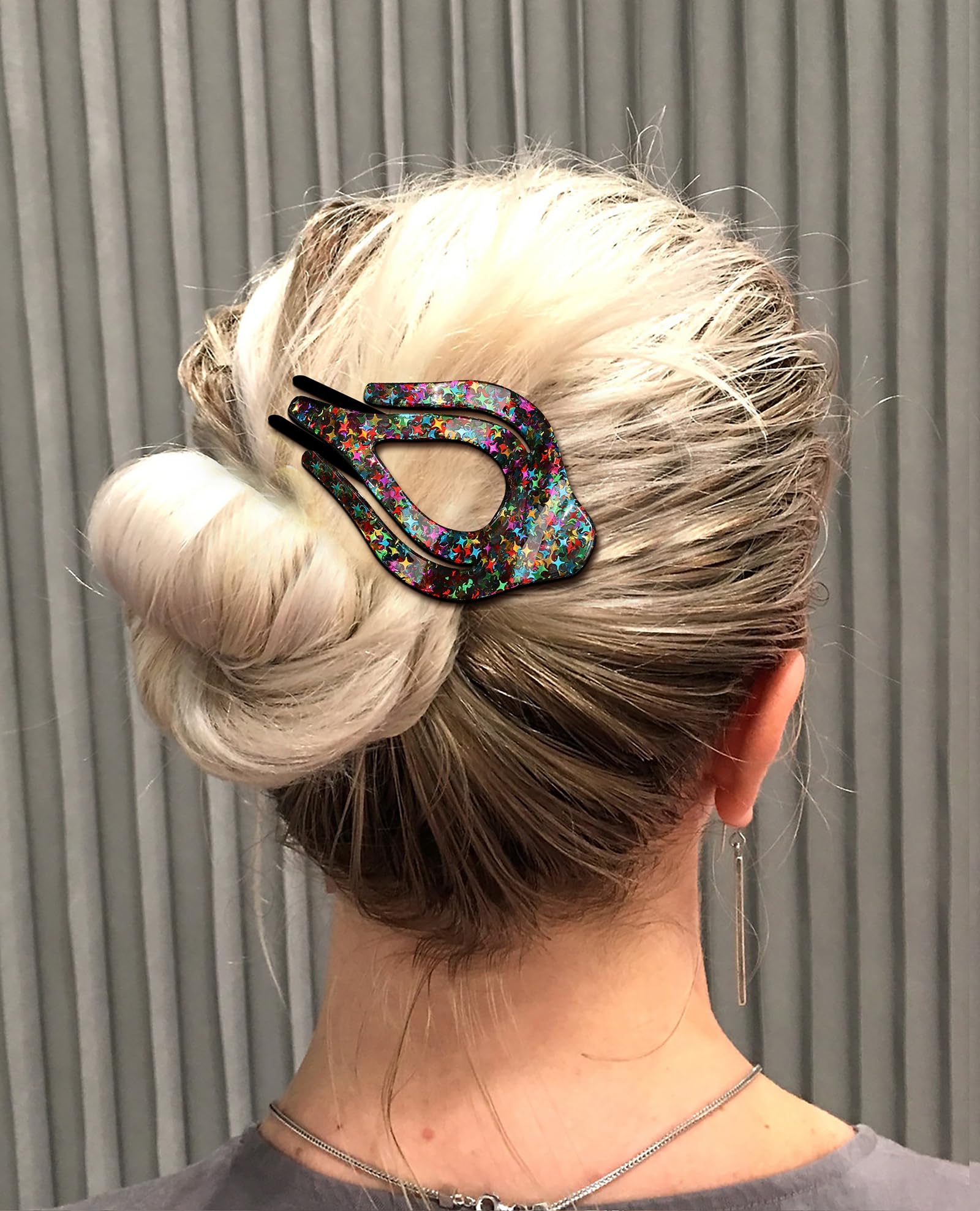 French Concord Curved Hair Clips - 4Pcs Acrylic Clips For Women'S Thick, Flat Hair With Strong Hold (Medium, Shiny Silver/Green/