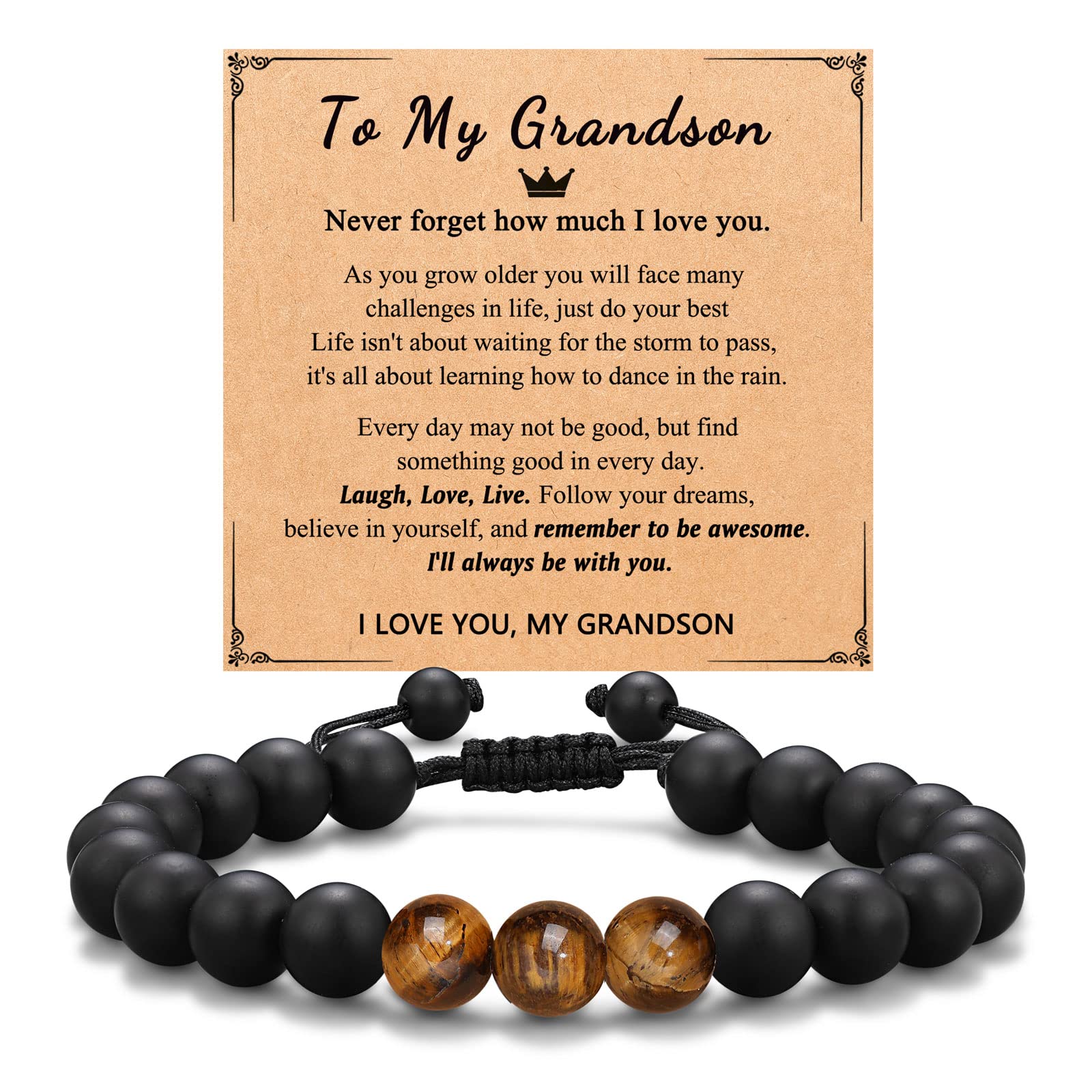 UNGENT THEM Grandson Bracelet Grandson Gifts from Grandma Back to School Graduation Birthday Christmas Confirmation Valentines 