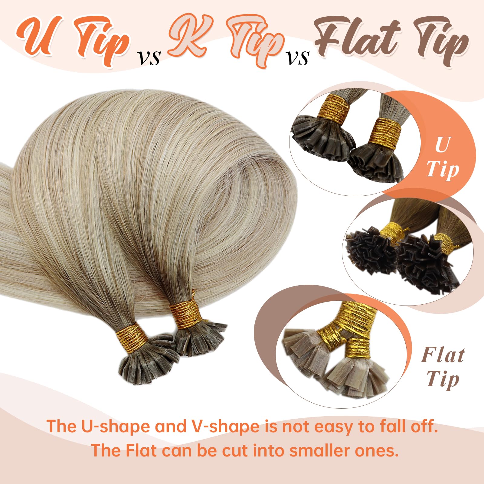 Sunny U Tip Hair Extensions Human Hair Blonde Hair Extensions U Tips Pre Bonded Hot Fusion Utip Keratin Hair Extensions Balayage