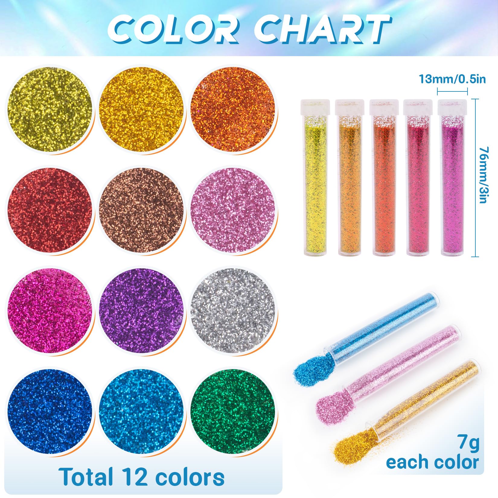 MAQIHAN 36 PCS Ultra Fine Glitter for Crafts - Glitter Powder Rainbow Glitter Glitter for Slime Nail Glitter Craft Glitter for R