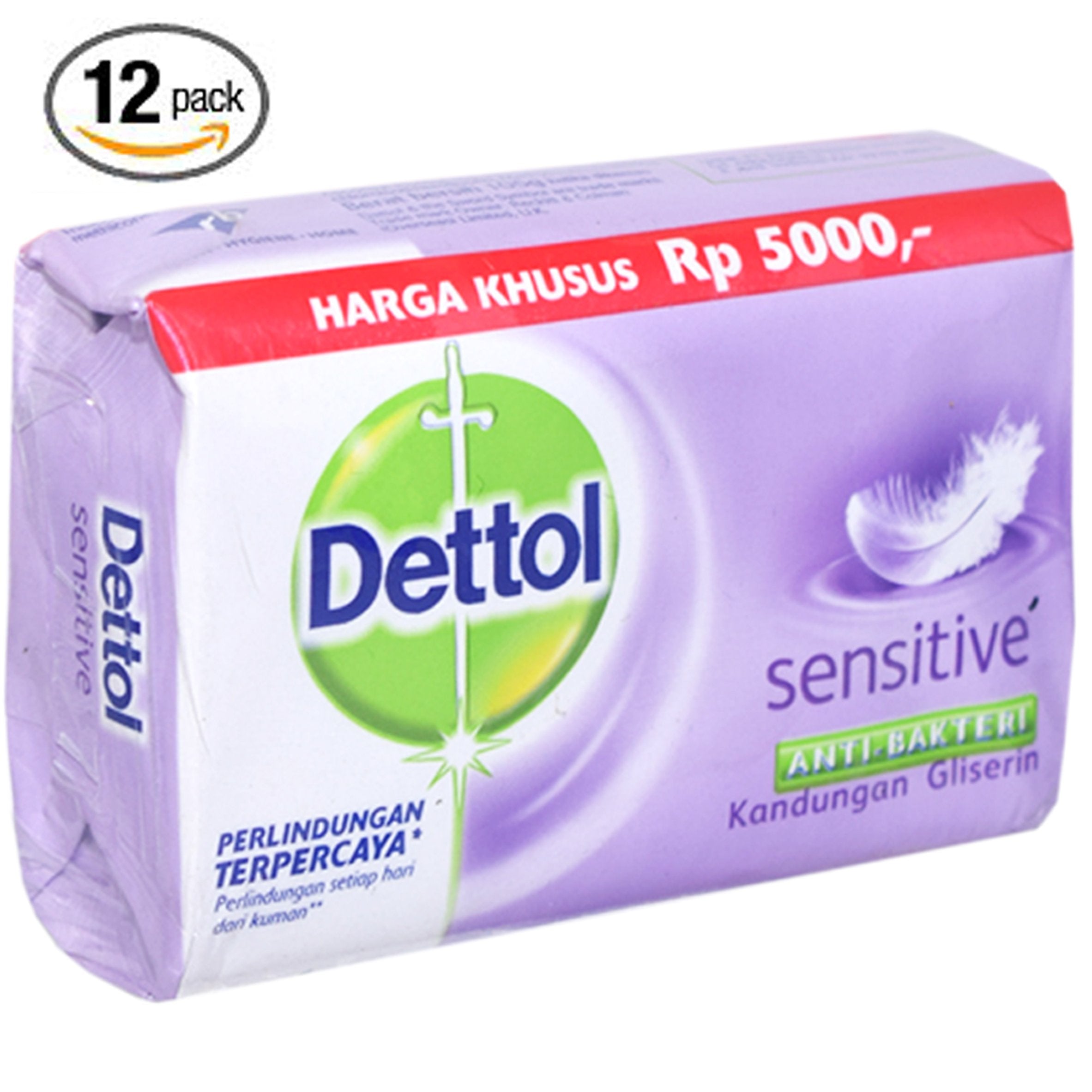 Dettol Anti-Bacterial Hand and Body Bar Soap, Sensitive, 110 Gr / 3.88 Oz (Pack of 12)
