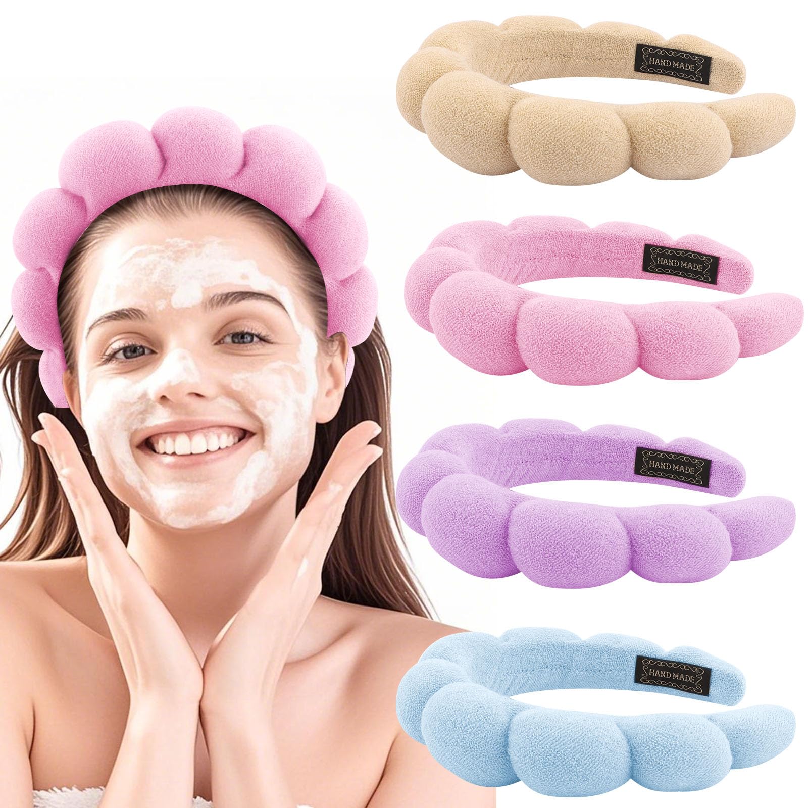 Canitor 4 PCS Spa Headband Skincare Makeup Face Wash Skin Care Make Up Cute Preppy Teen Girl Gifts Trendy Stuff Aesthetic Bachel