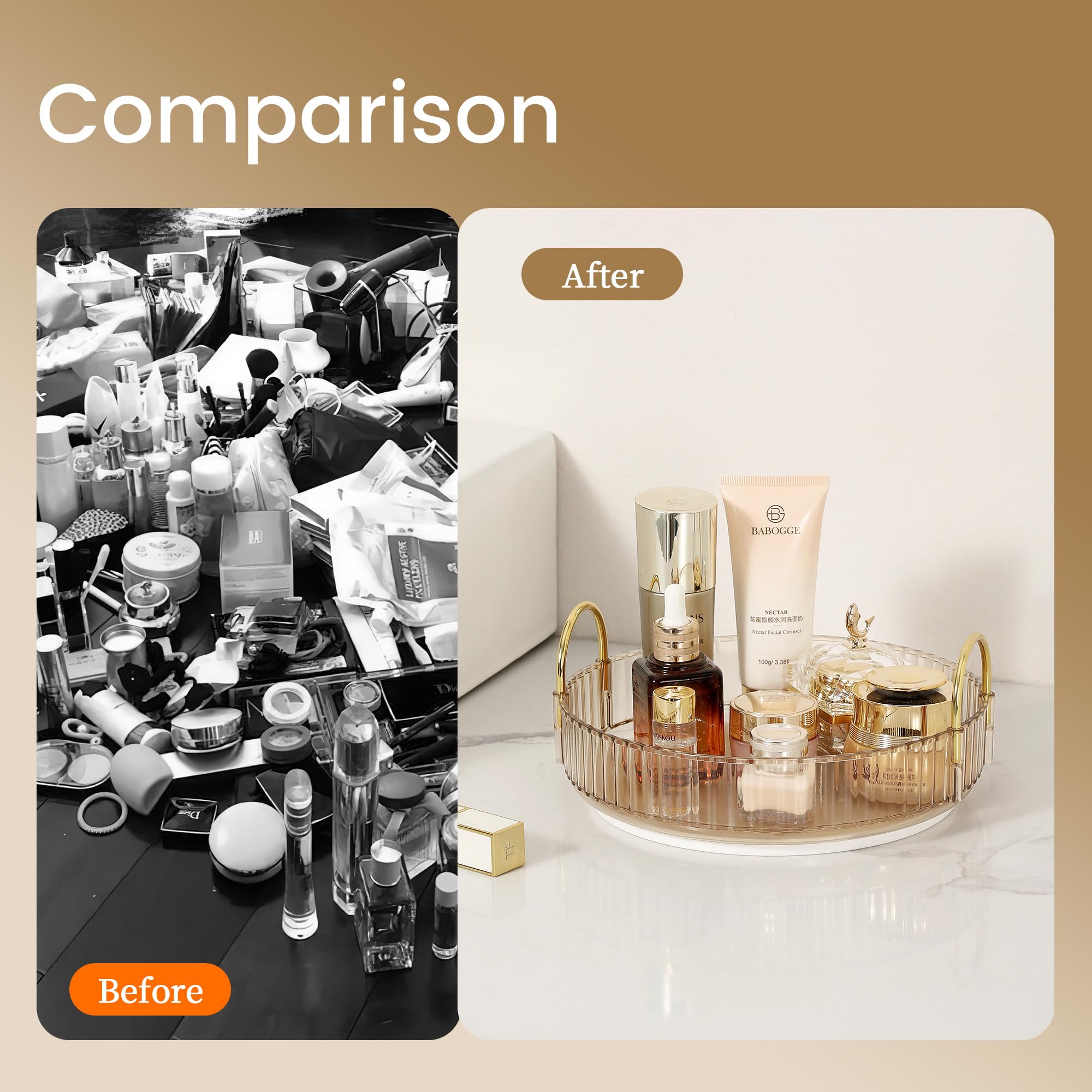360 Rotating Makeup Organizer For Vanity, Large Skincare Perfume Organizers, Bathroom Counter Make Up Organizers And Storage, Cl