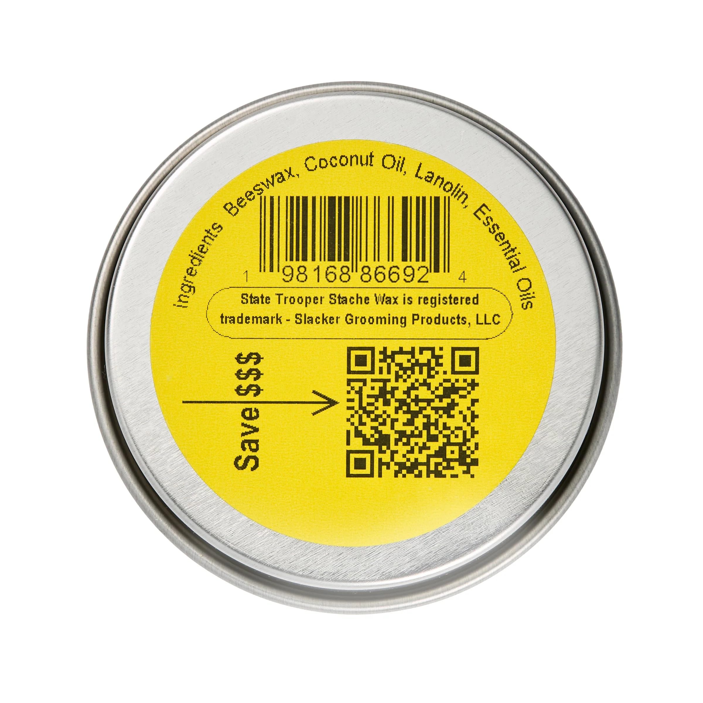 State Trooper Stache Wax - Mustache Wax (Medium Hold) With Natural Beeswax, Coconut Oil & Lanolin, Nourishes & Styles - Subtle M