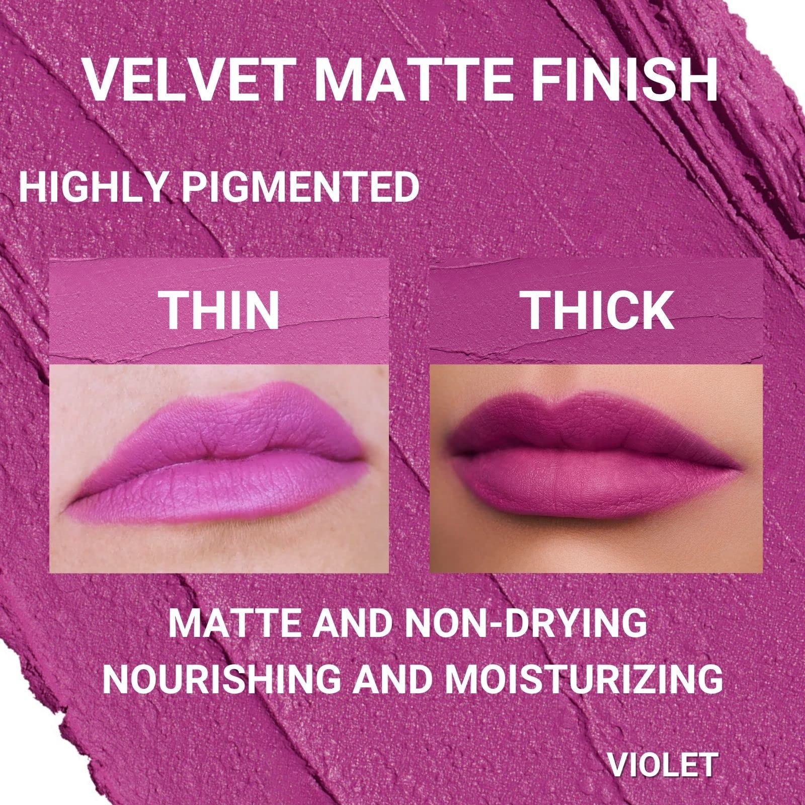 Oulac Violet Soft Matte Lipstick| Lipstick & Blush Duo| Velvet Smooth Lip Stick| Highly Pigmented & Misty Texture| Full Coverage