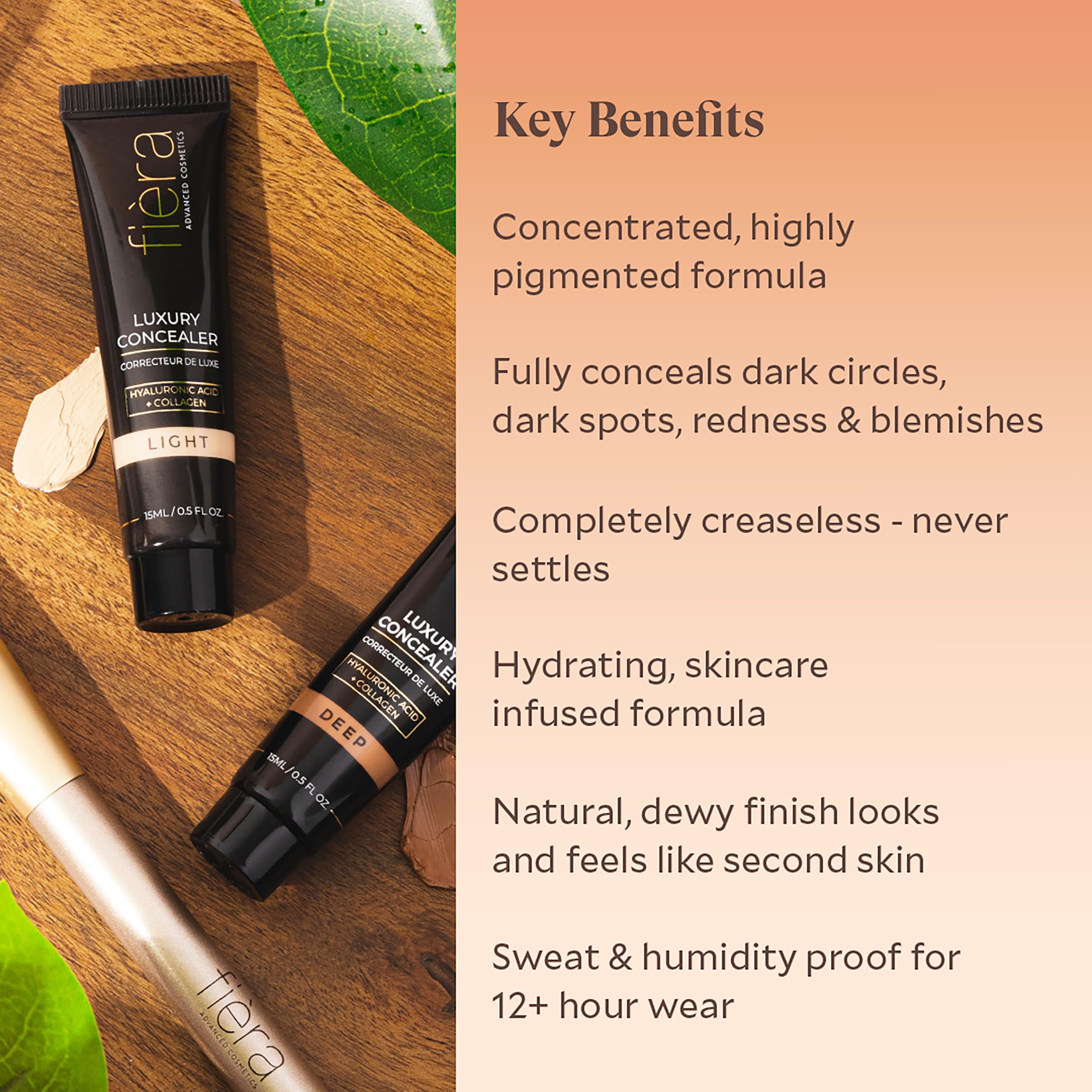 Fira Luxury Concealer with Anti-Aging - All Day Coverage for Dark Circles, Fine Lines, Wrinkles & Spots - Tan, 0.5 Ounce