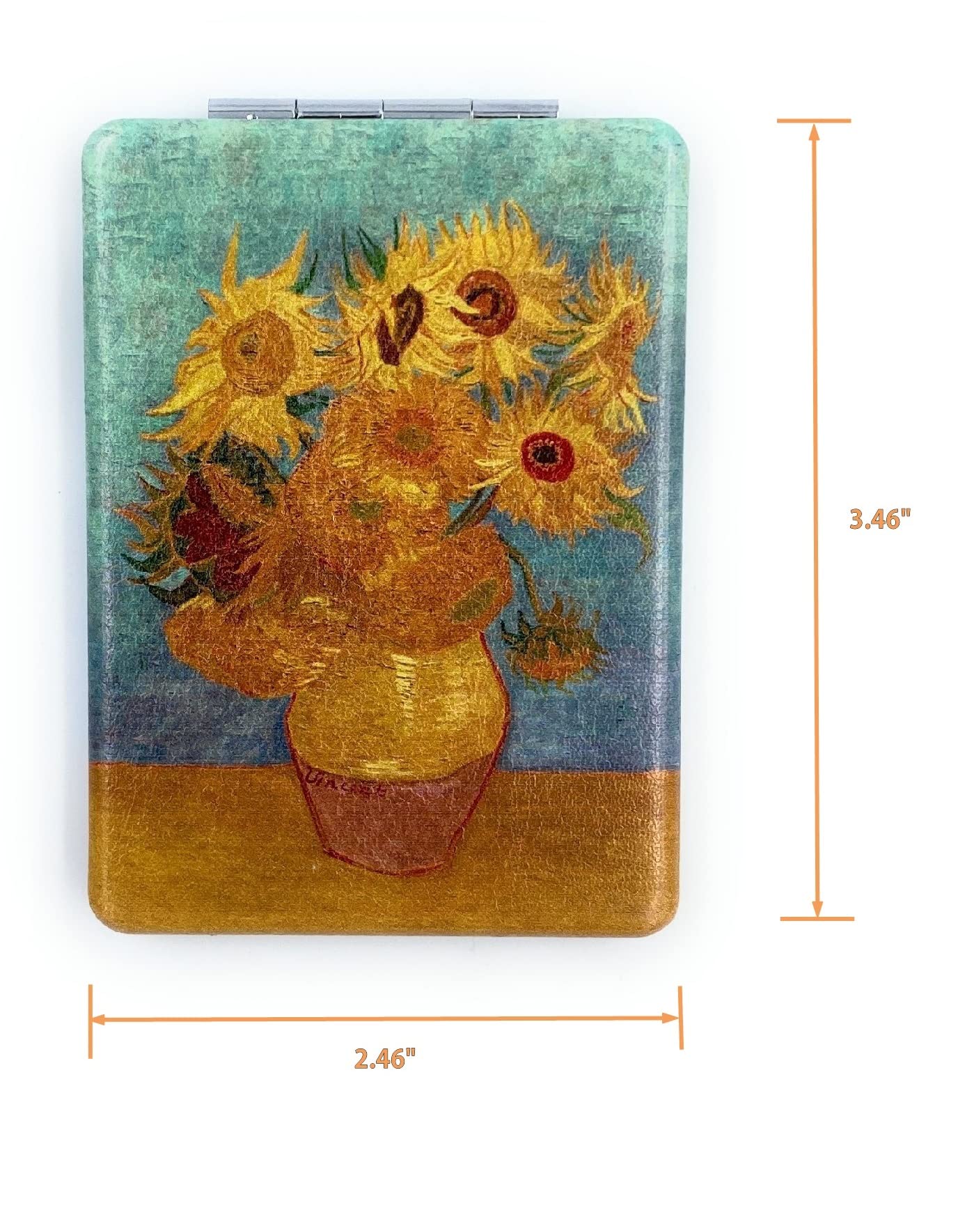 Aeisage Square Compact Mirror Rectangular Purse Mirror Small Cosmetic Mirror For Purses Handheld Mirror Van Gogh Sunflowers Gift
