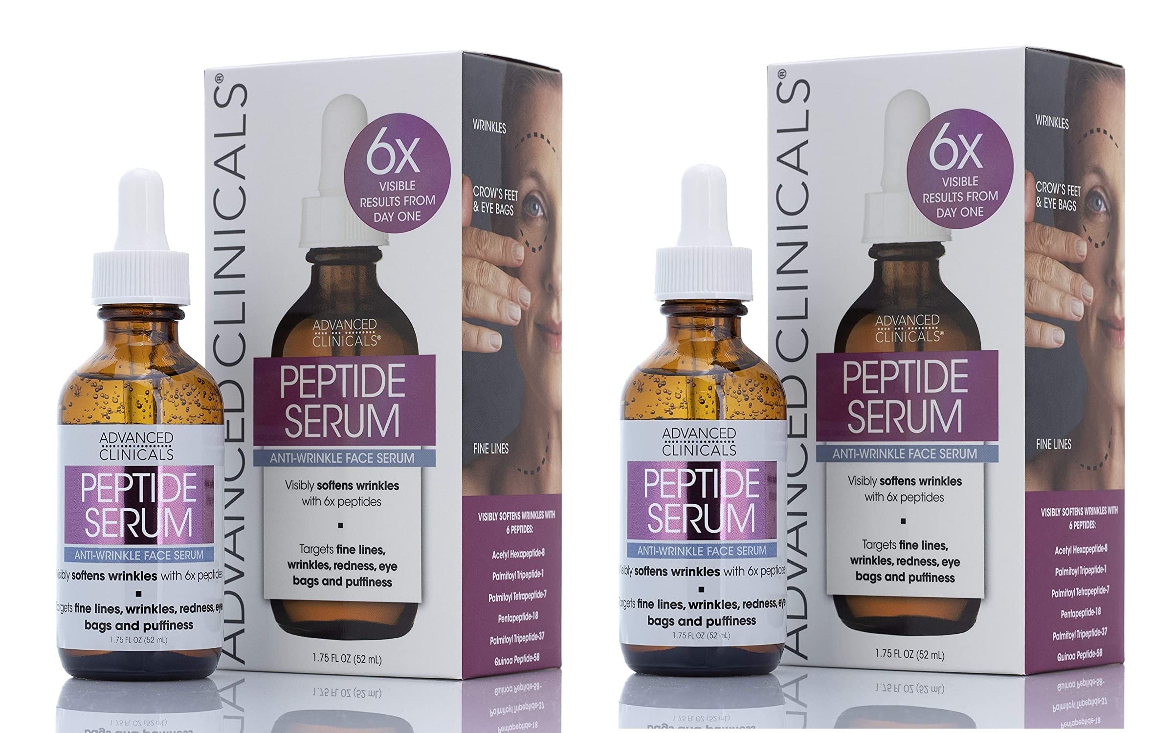 Advanced clinicals Peptide Facial Serum Moisturizer Skin care Oil For Face, Wrinkles, Fine Lines, & Puffiness 6X Peptide concent