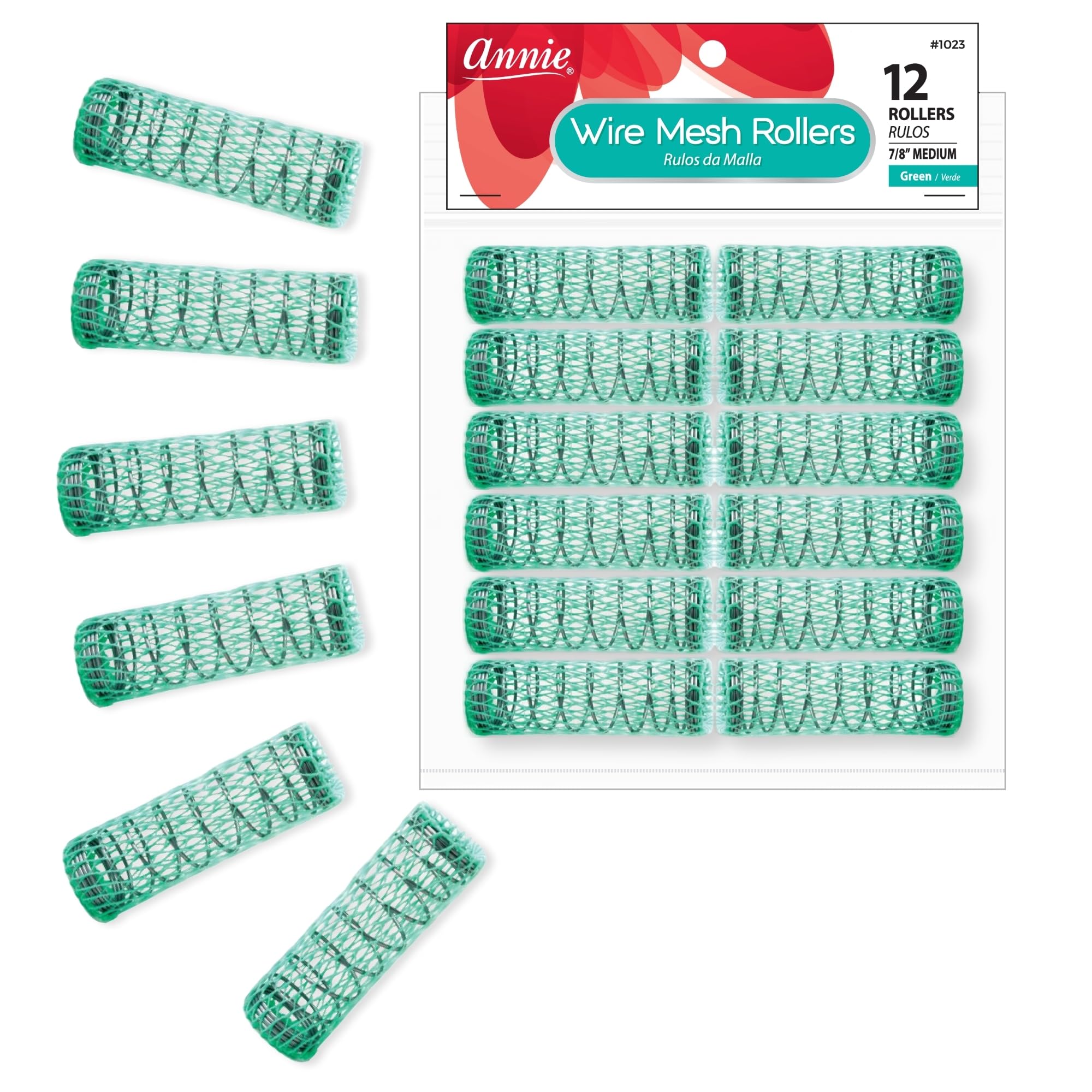Annie 7/8 Wire Mesh Hair Rollers  12 Pcs.