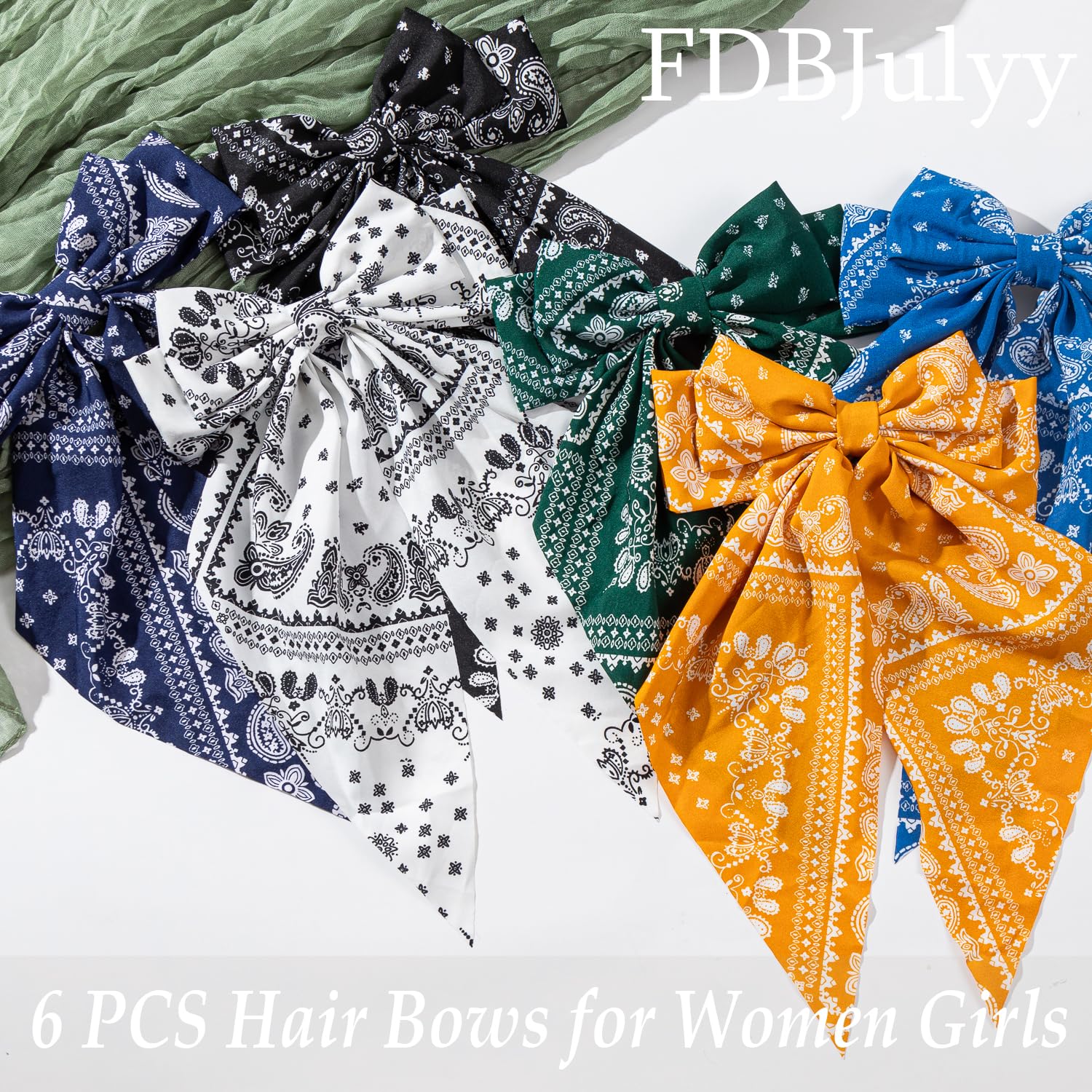 Nonslip Hair Bows Claw Clips For Women & Girls - 6 Pcs Big Bow-Knot Clips For Thick & Thin Hair