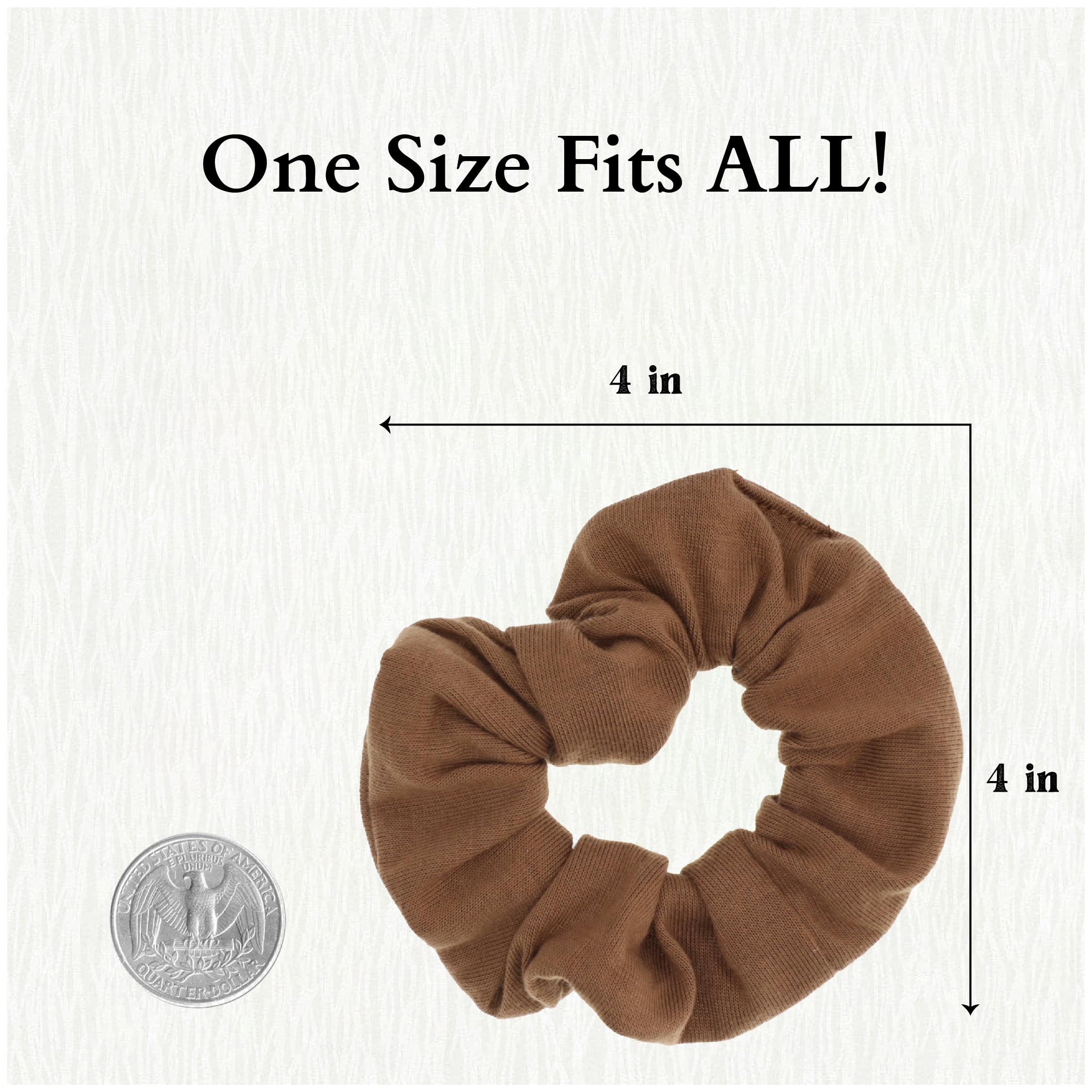 12 Pack Solid Hair Ties Scrunchies (LIght Brown)