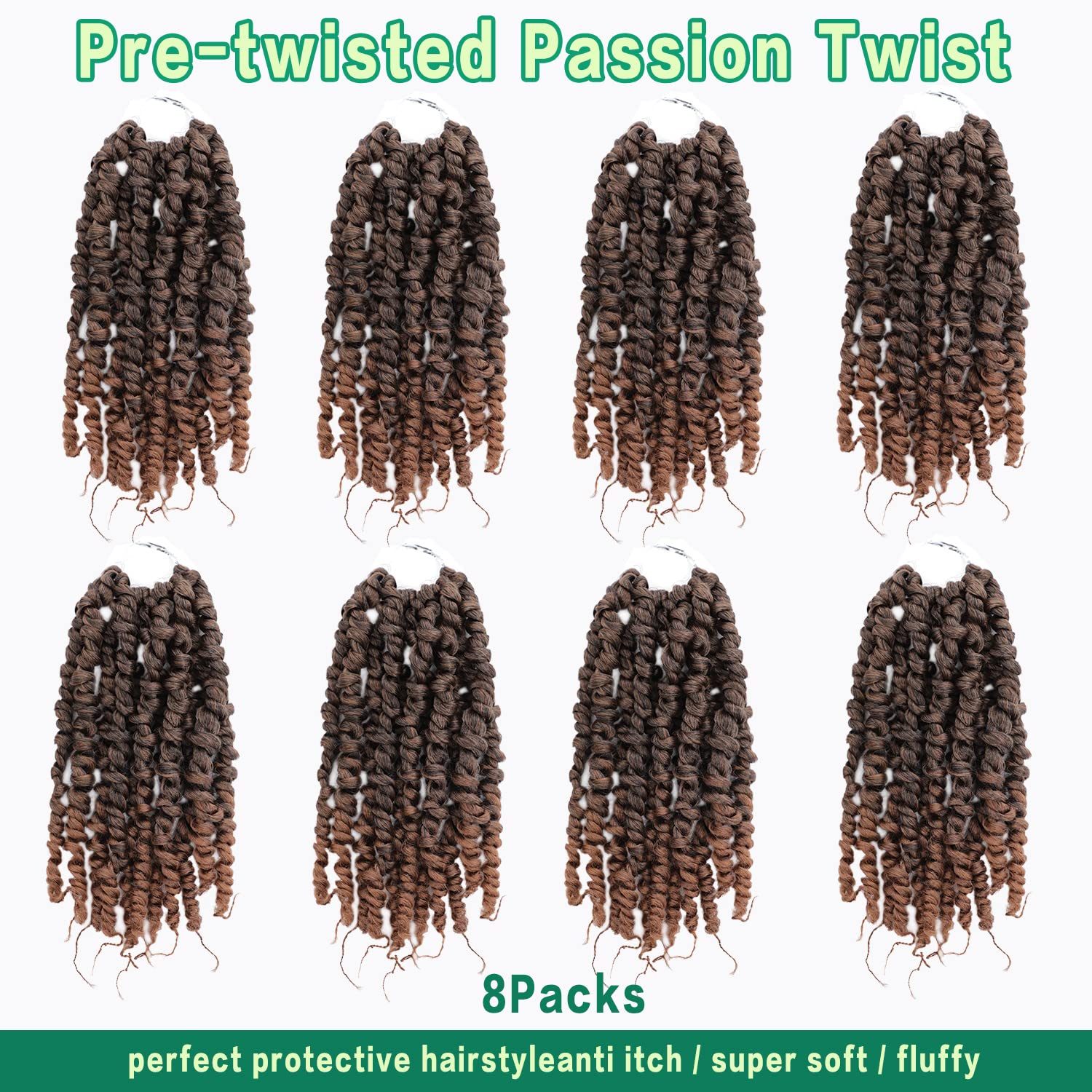 Violet Passion Twist Hair 10 Inch Ombre Gold Passion Twist Crochet Hair For Black Women 8 Packs Pre Looped Spring Twist Hair Boh