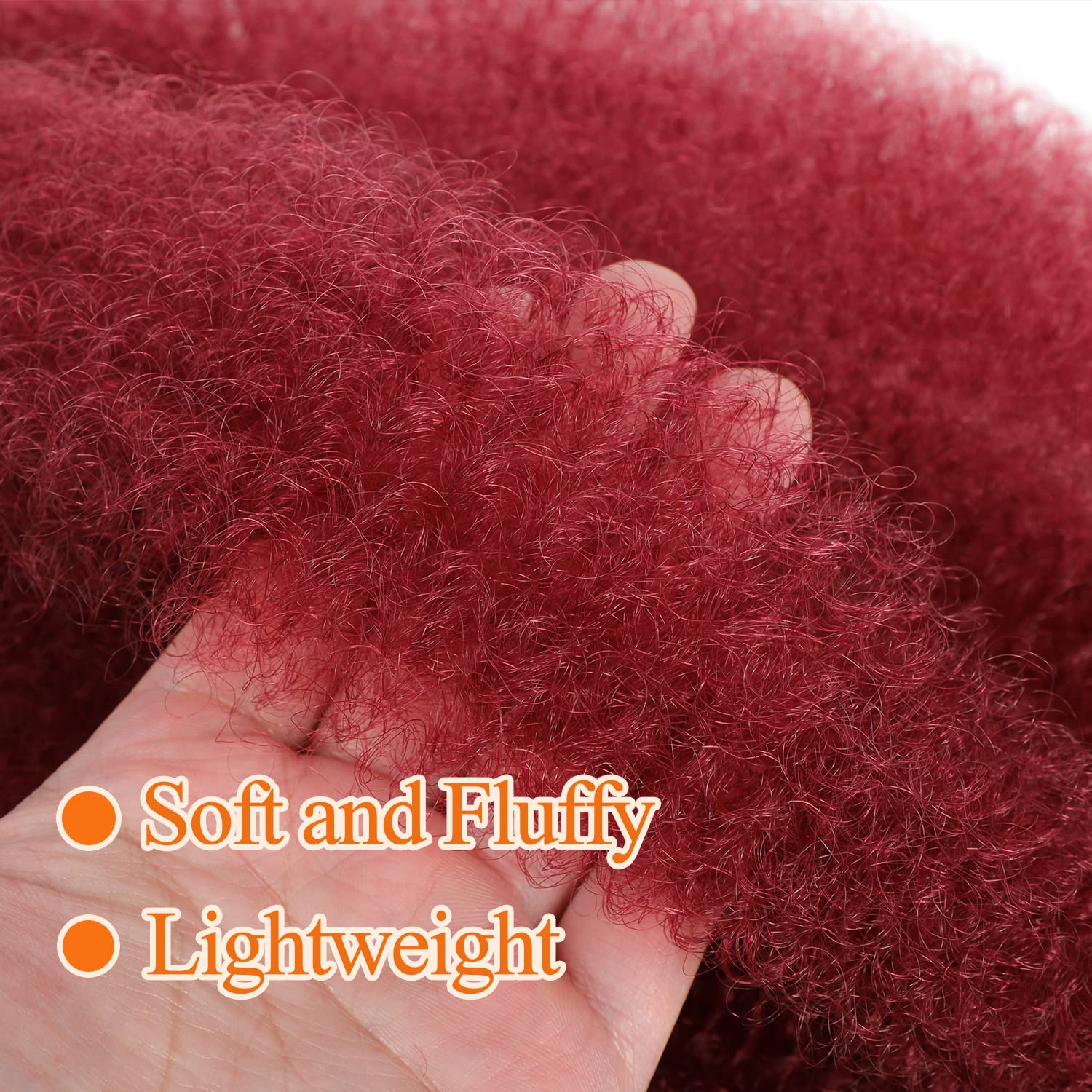 Springy Afro Twist Hair 12 Inch 6 Packs Pre Fluffed Marley Twist Braiding Hair For Black Women (12 Inch, 6 Packs,Burgundy)