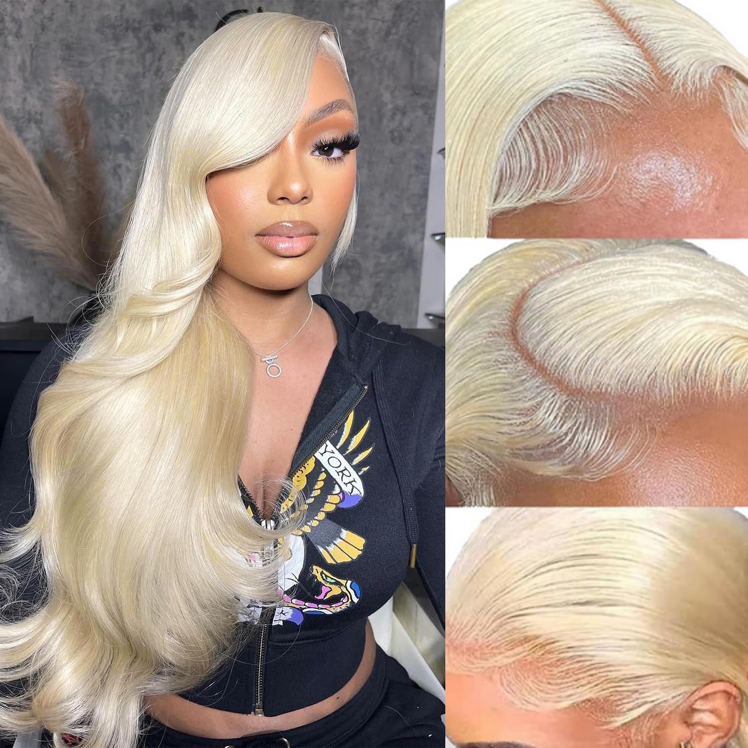 Alielaine blonde wig Body Wave 613 13x6 lace front wig human hair 13x4 blonde wig human hair Pre Plucked with Baby Hair 38Inch