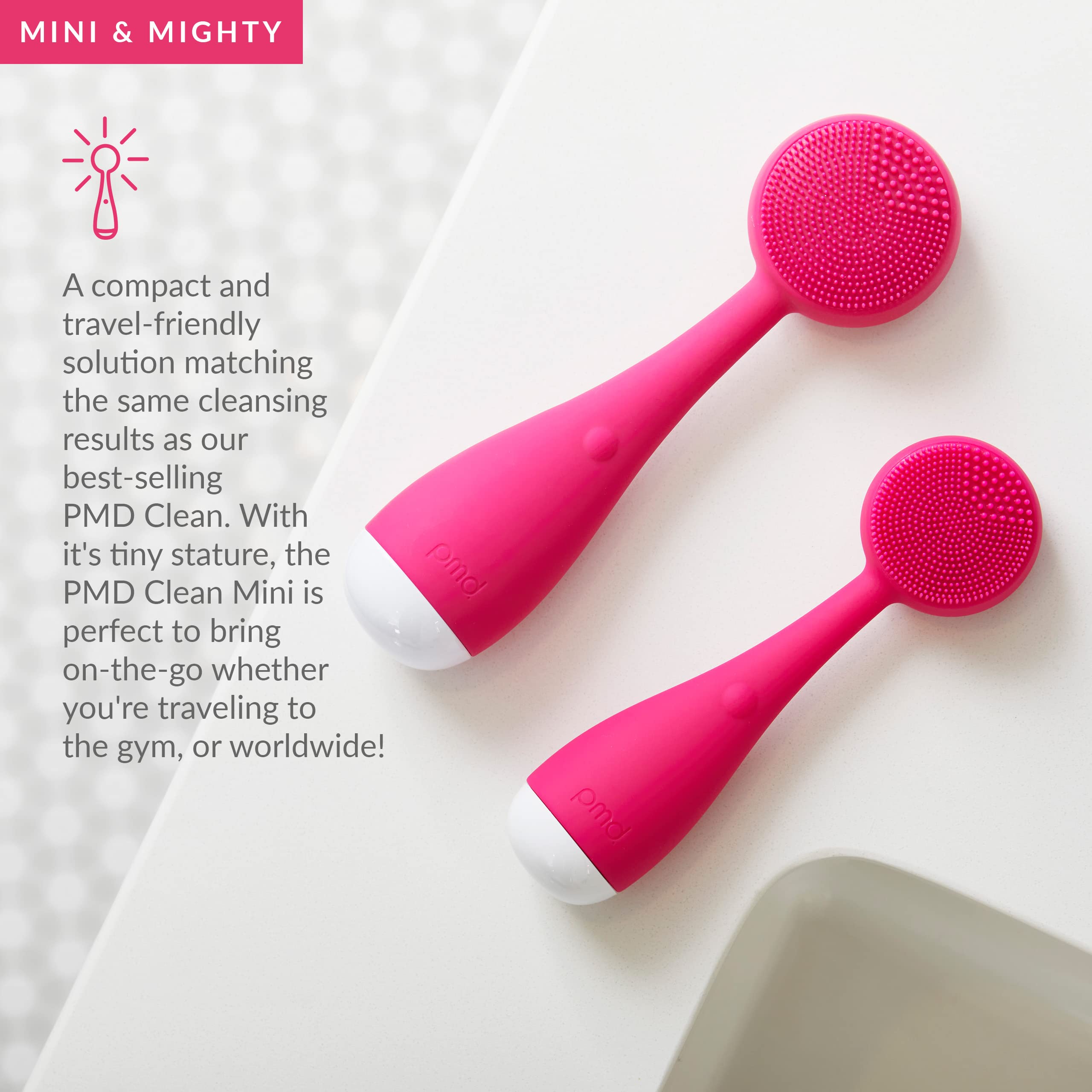 Pmd Beauty Clean Mini - Smart Facial Cleansing Device With Silicone Brush & Anti-Aging Massager - Waterproof - Sonicglow Vibrati