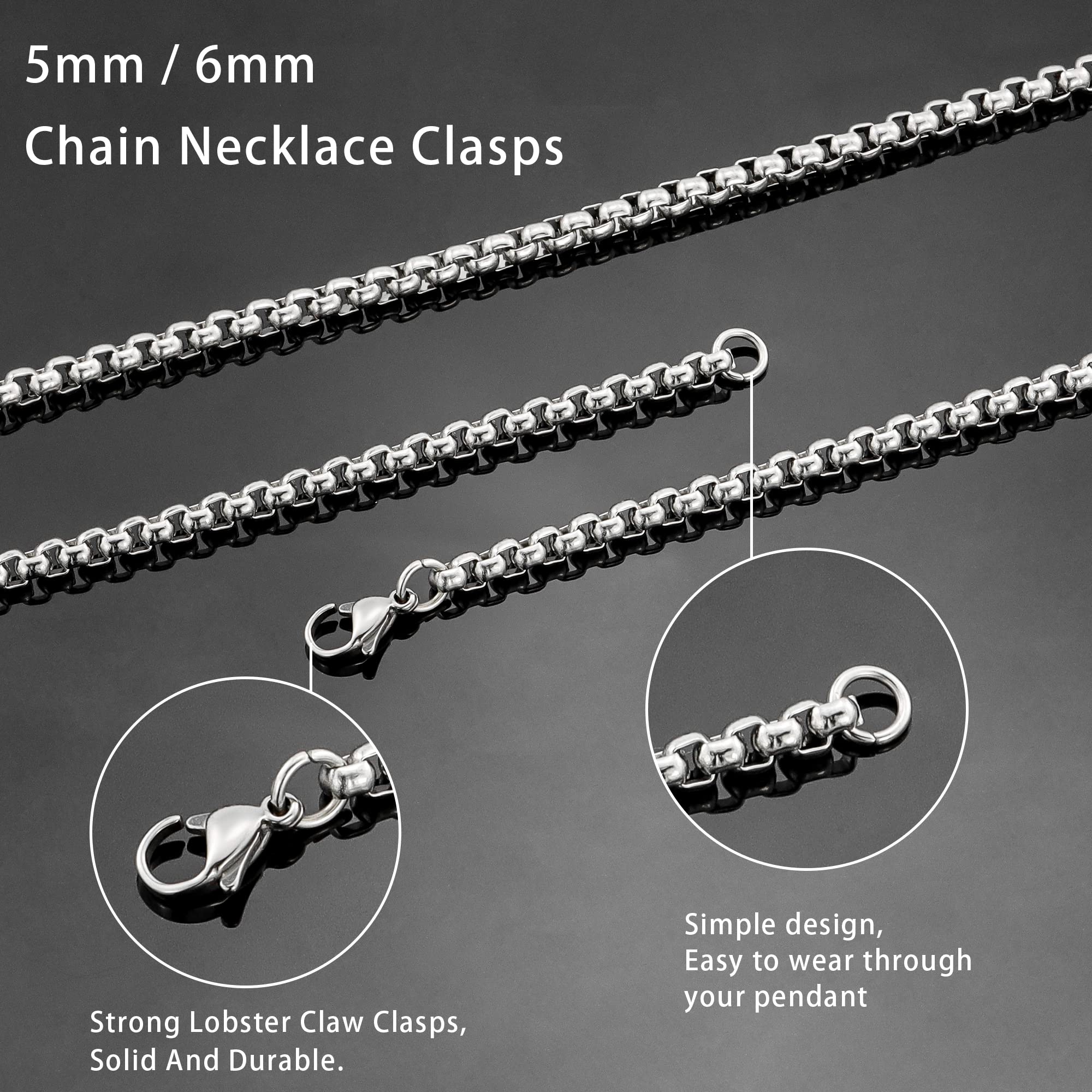 Monily Square Rolo Chain Necklace Stainless Steel Round Box Necklace for Men & Women