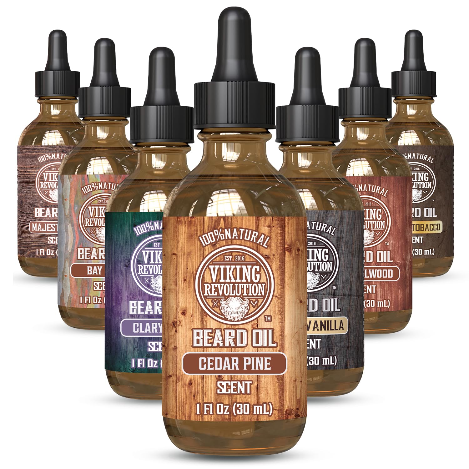 Viking Revolution Cedar and Pine Beard Oil for Men - Natural Argan and Jojoba Beard Softener, Conditioner for Strengthening and 