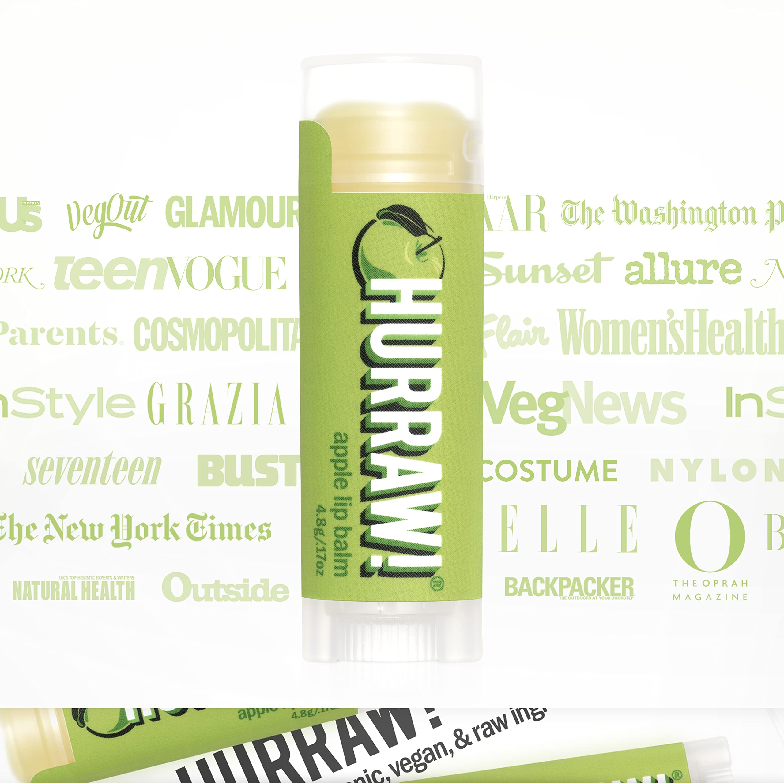 Hurraw! Apple Lip Balm: Organic, Certified Vegan, Cruelty and Gluten Free. Non-GMO, 100% Natural Ingredients. Bee, Shea, Soy and