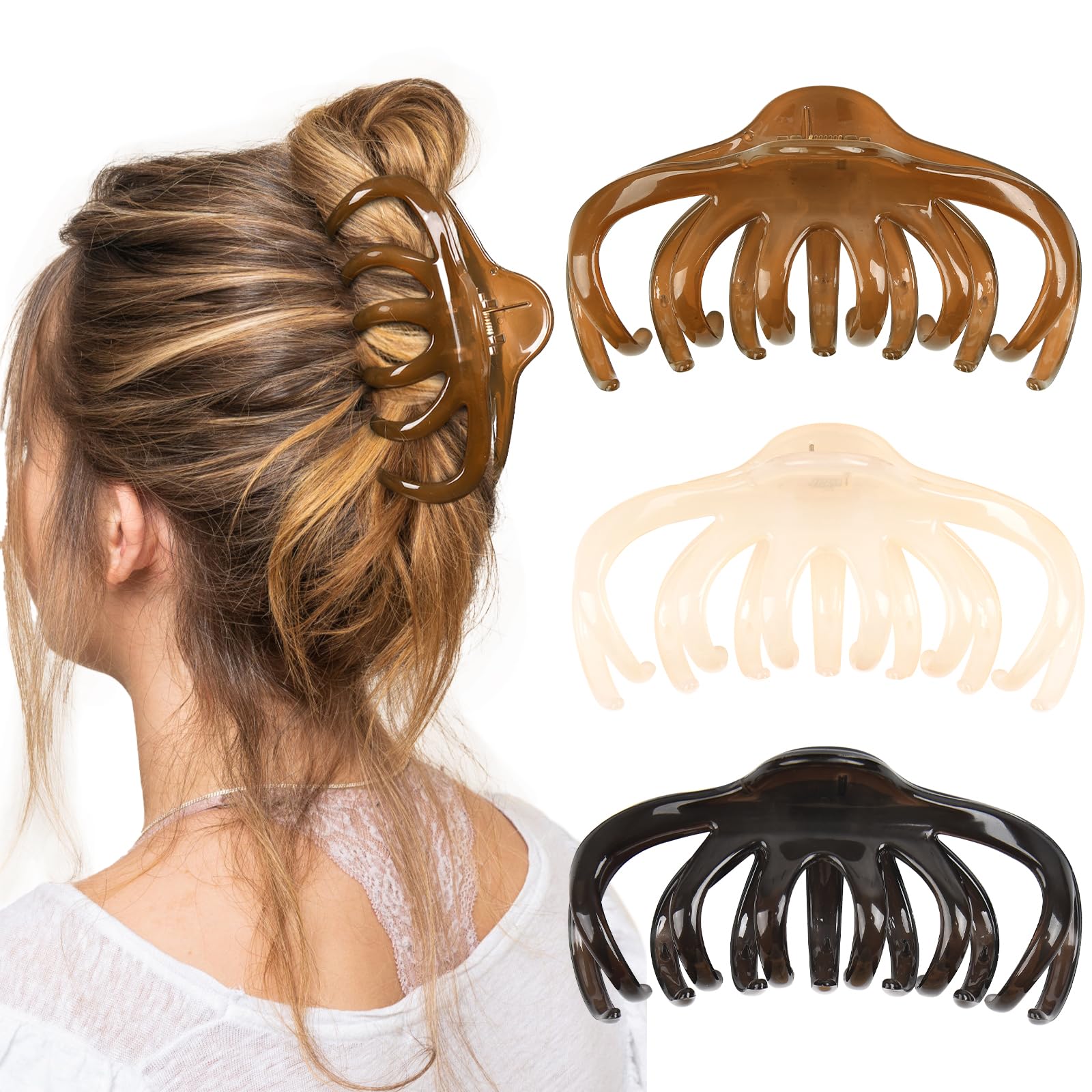 Yanibest 5.1 Inche Large Octopus Hair Claw Clips Non-Slip Ponytail for Women Thick Hair and Long Hair Chic Hair Styling Accessor
