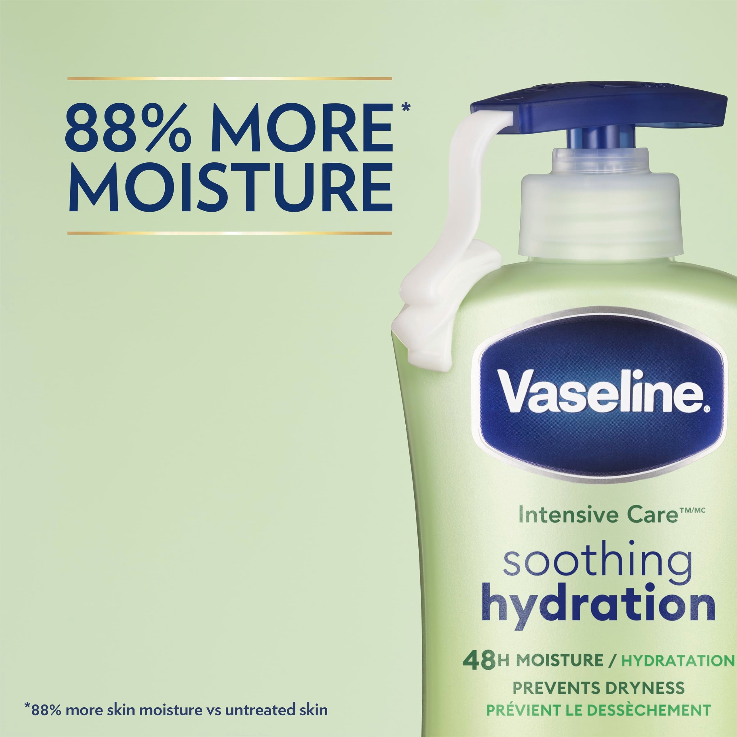 Vaseline Intensive Care Body Lotion for Dry Skin Soothing Hydration with Ultra-Hydrating Lipids + 1% Aloe Vera Extract to Refres