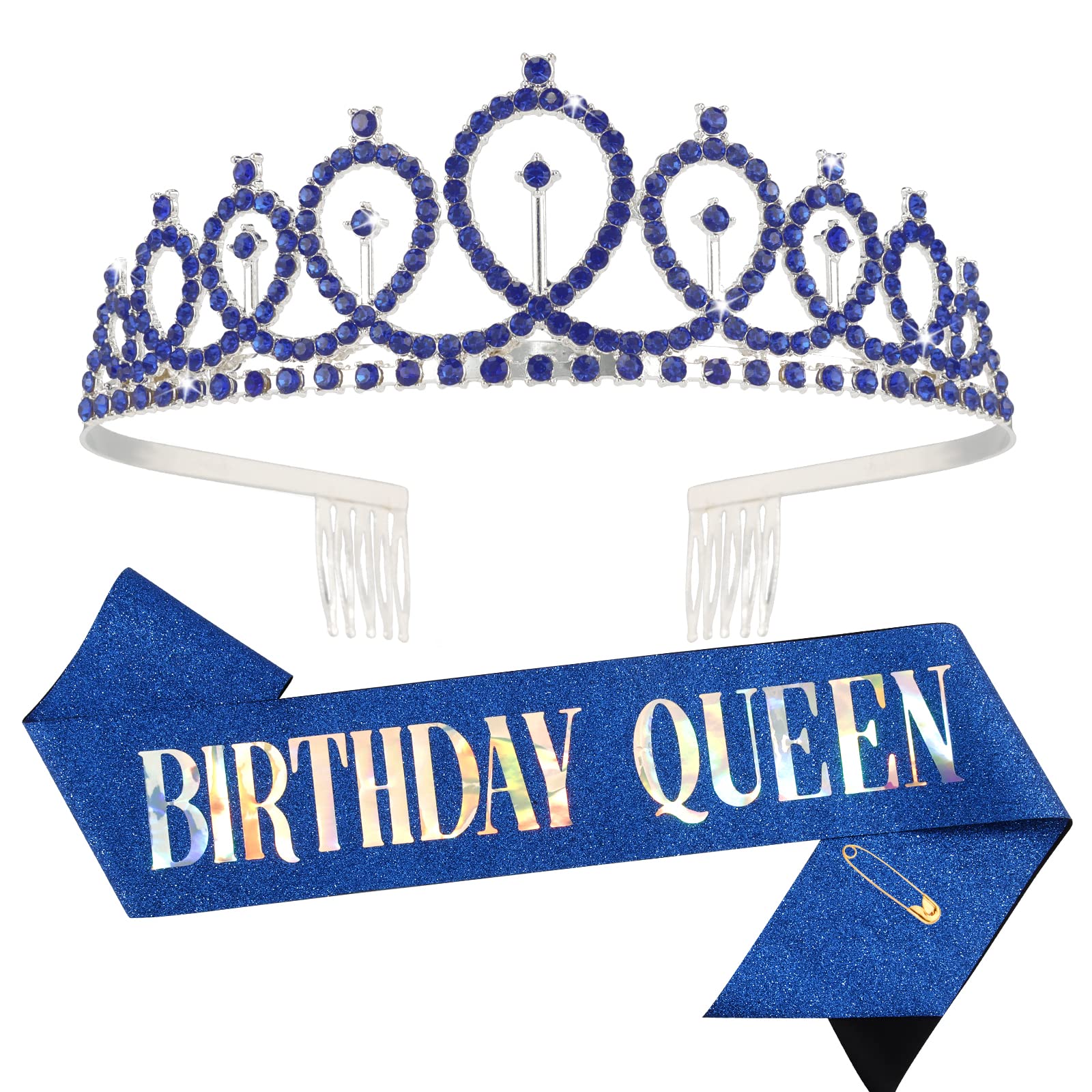 Birthday Queen Sash & Crystal Crown Kit CIEHER Birthday Crown and Sash Birthday Crowns for Women Birthday Sash Women Girls Crown
