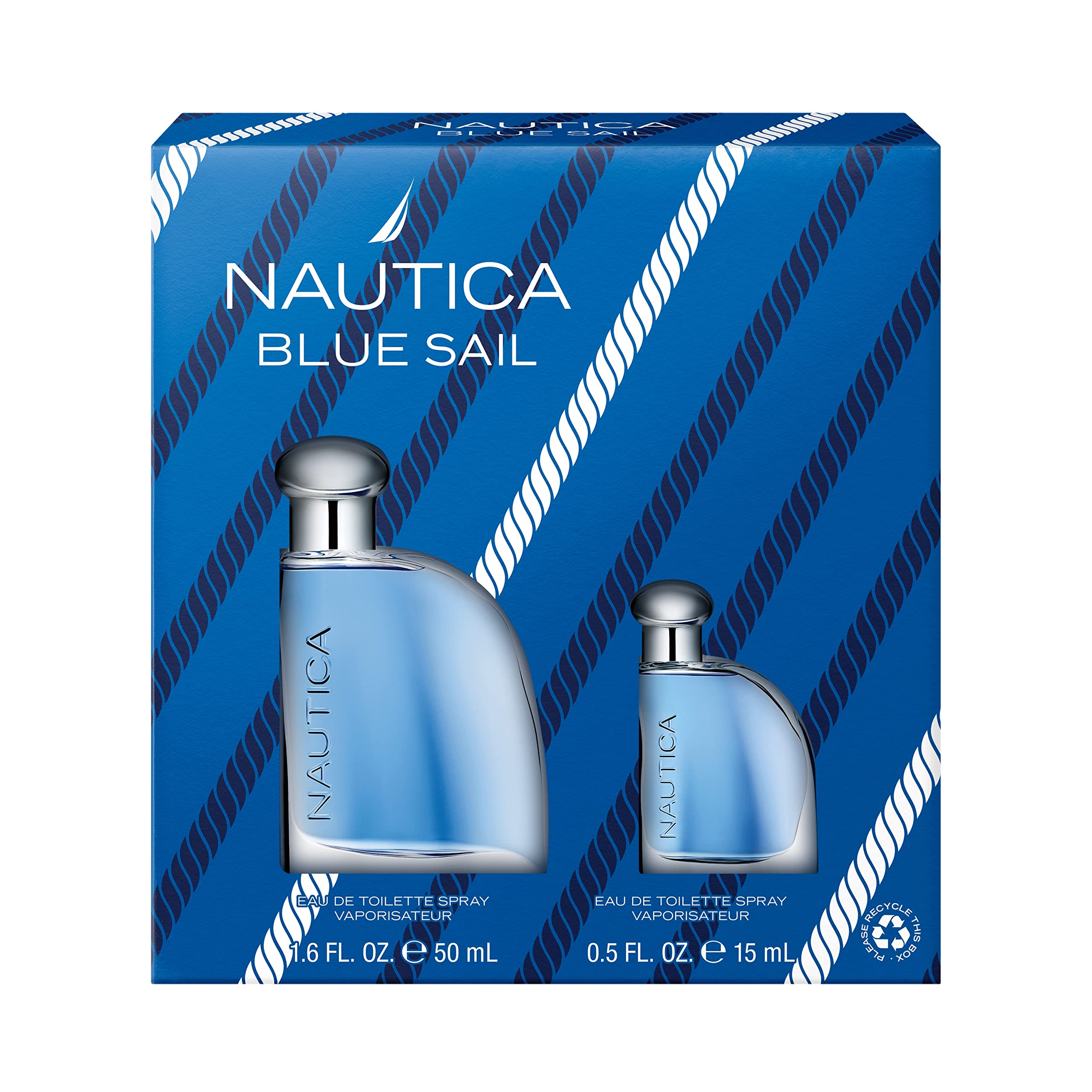 Nautica Blue Sail 2 Piece Gift Set For Men - 1.6Oz Eau De Toilette Spray + 0.5 Oz Eau De Toilette Spray