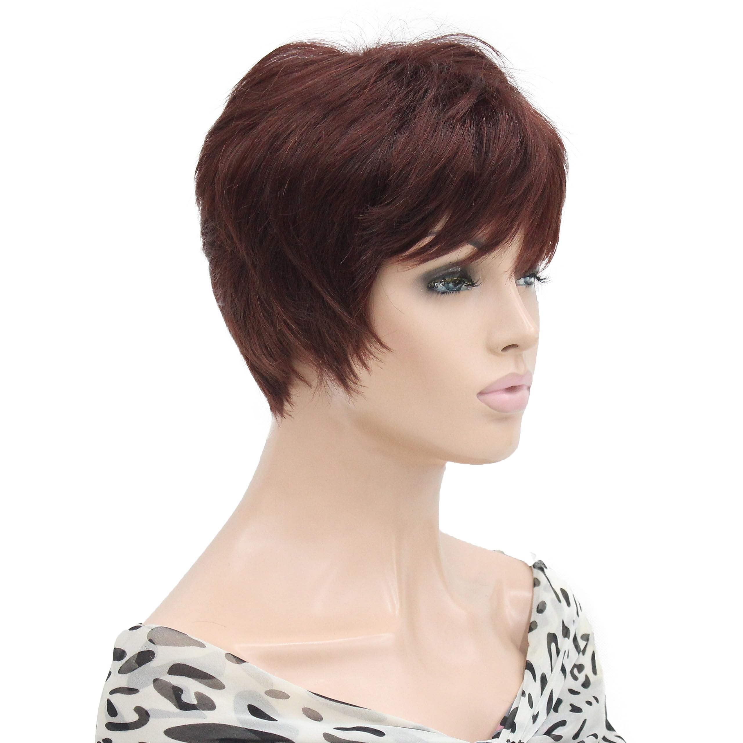 Lydell 6-8'' Short Layered Shaggy Heat Resistant Synthetic Wigs 33A Dark Auburn