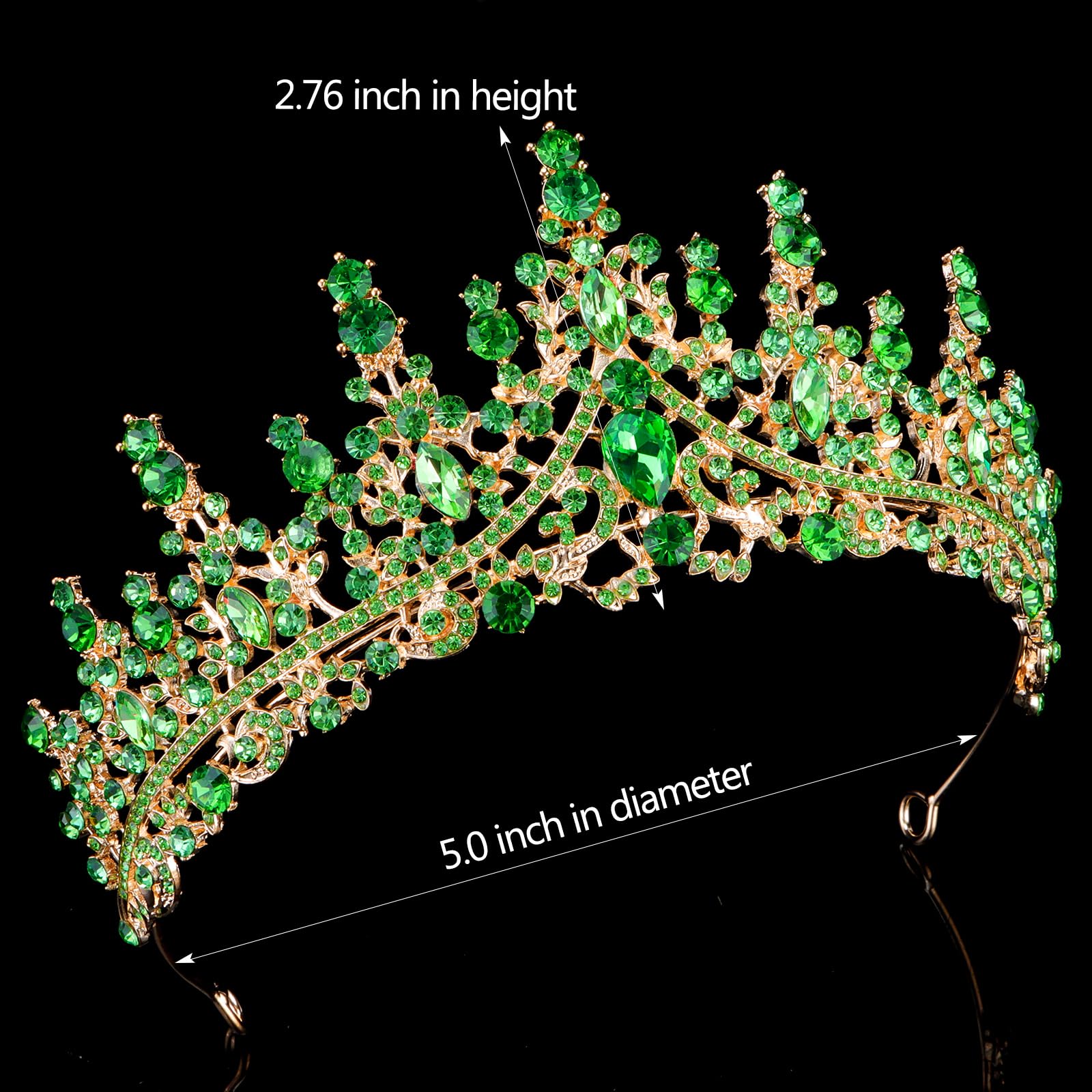 Tobatoba Light Green Tiaras And Crowns For Women, Rhinestone Princess Tiara, Crystal Crown Royal Queen Crown For Women, Quincean