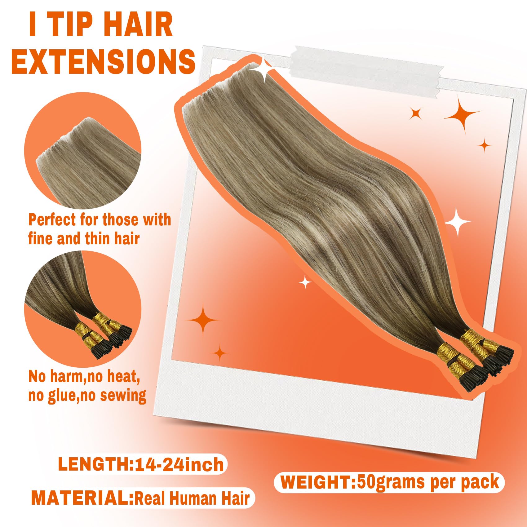 Sunny Balayage Itip Hair Extensions Brown Itip Human Hair Extensions Cool Brown Balayage Light Brown Highlight Blonde I Tip Hair