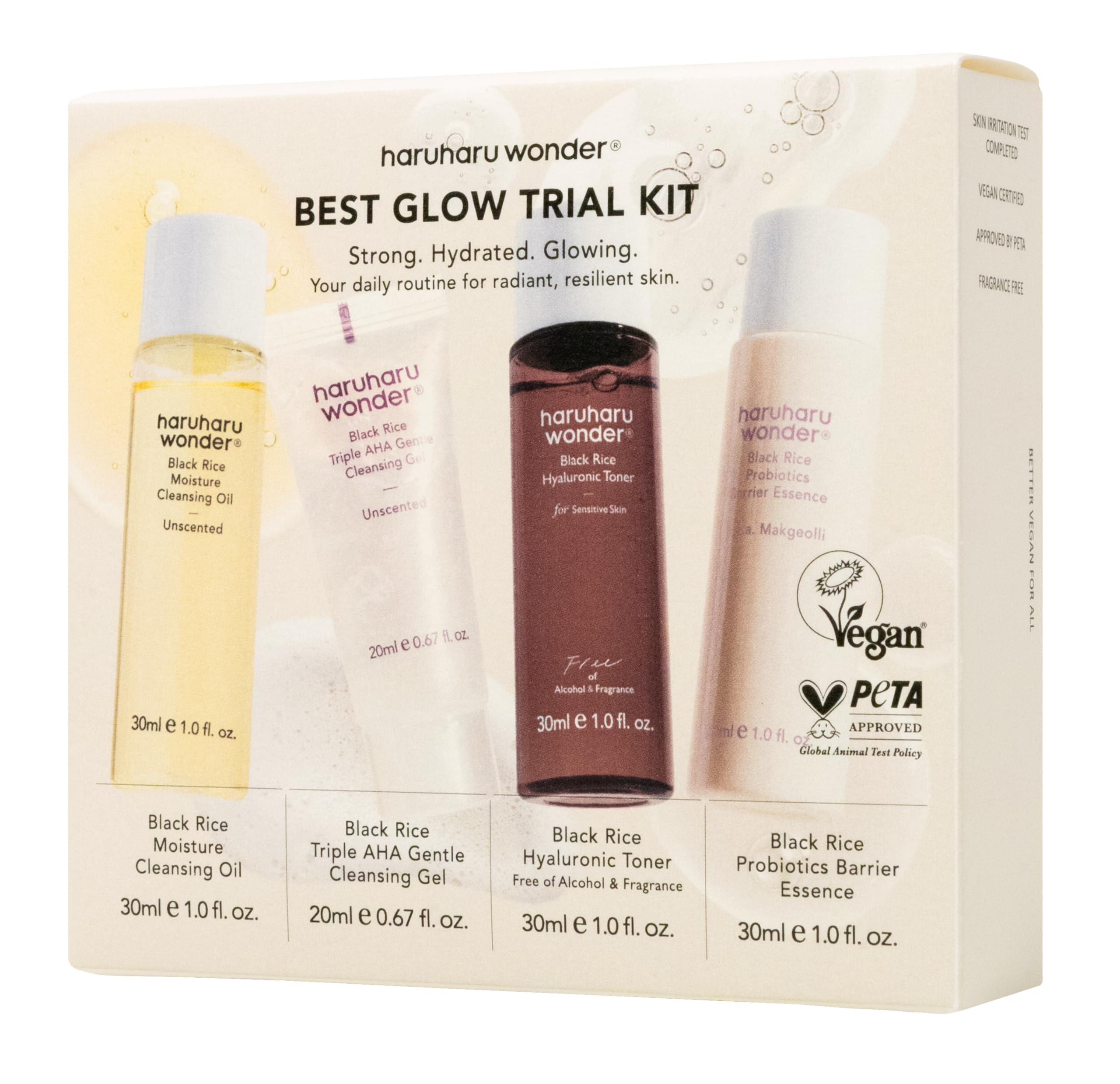 haruharu wonder Best Glow Trial Kit, Skin care Starter Set, Travel Size