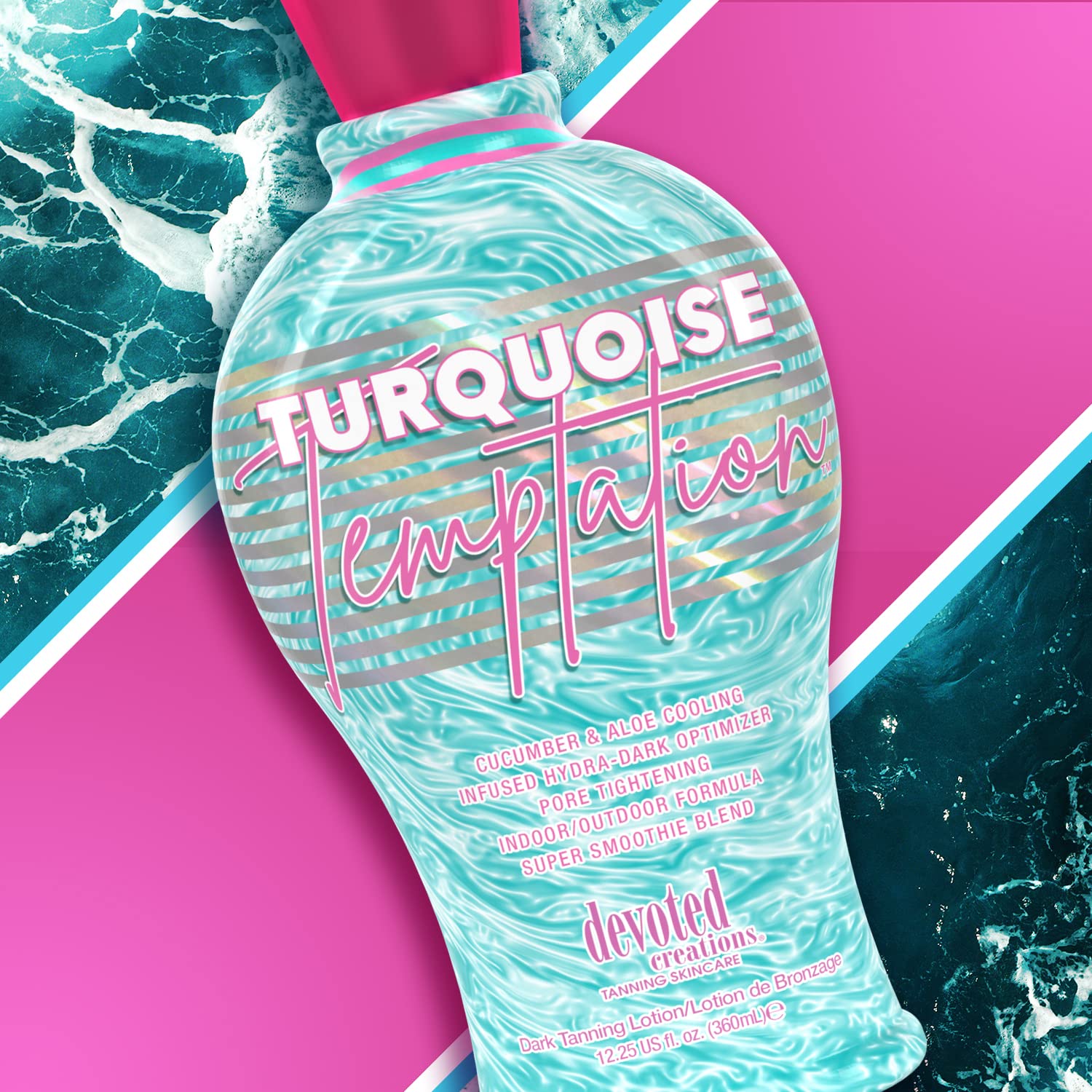 Devoted Creations Turquoise Temptation Tanning Lotion 12.25 oz - Indoor/Outdoor Use, Model DC-DCTQT13