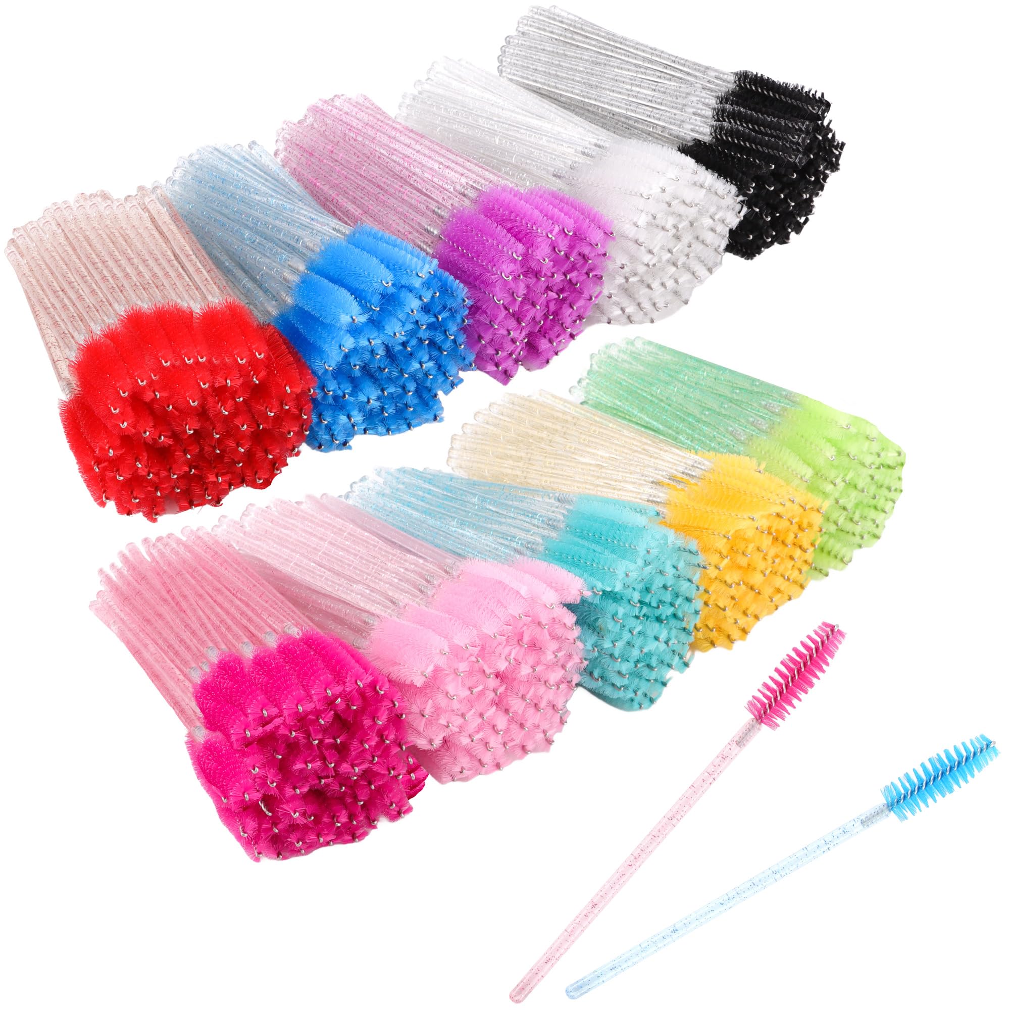 COCIDE 500Pcs Colorful Eyebrow Brush Eyelash Comb Lash Brushes Disposable Mascara Wands Lash Spoolies for Eyelash Extensions Sup