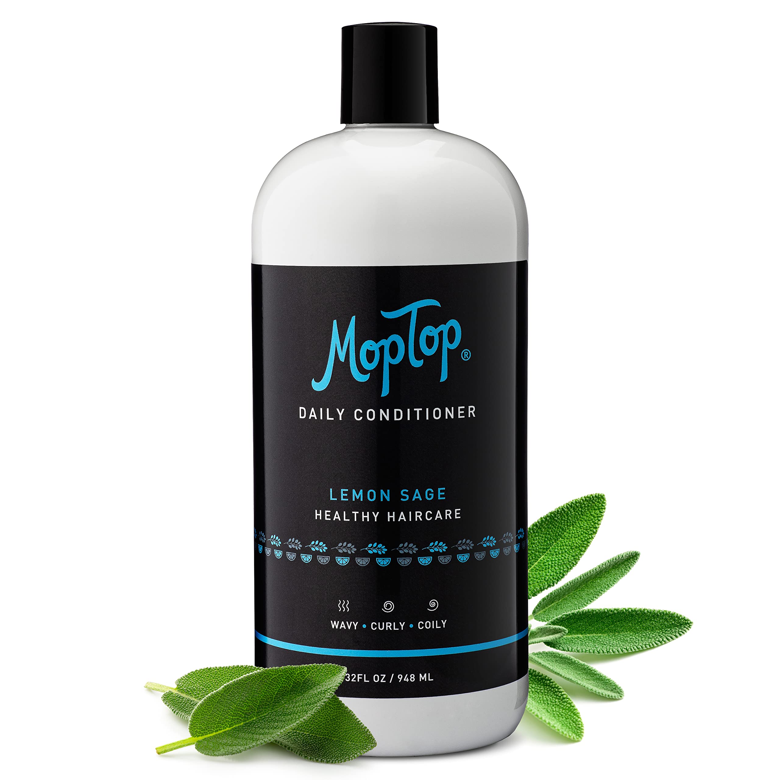 MopTop Salon Daily Conditioner, All Hair Types - Dry, Thick, Wavy, Curly & Kinky-Coily, Color Treated & Natural Hair, Made w/Alo