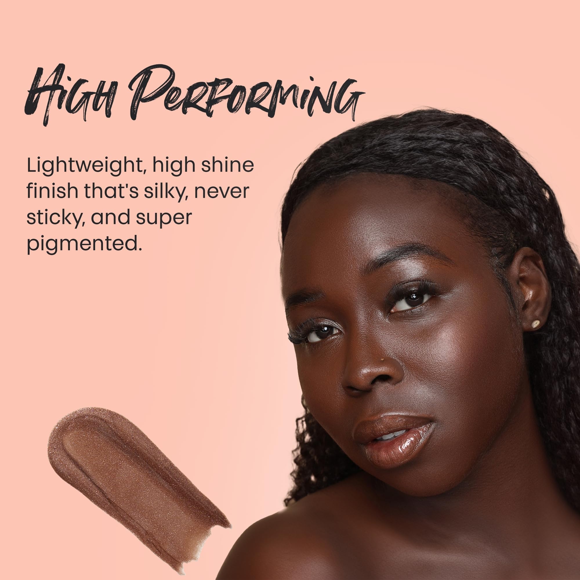 The Lip Bar Vegan Non-Sticky Lip Gloss, With Hydrating Shea Butter For A Lightweight, High Shine Finish, Extra - Brown Shimmer,